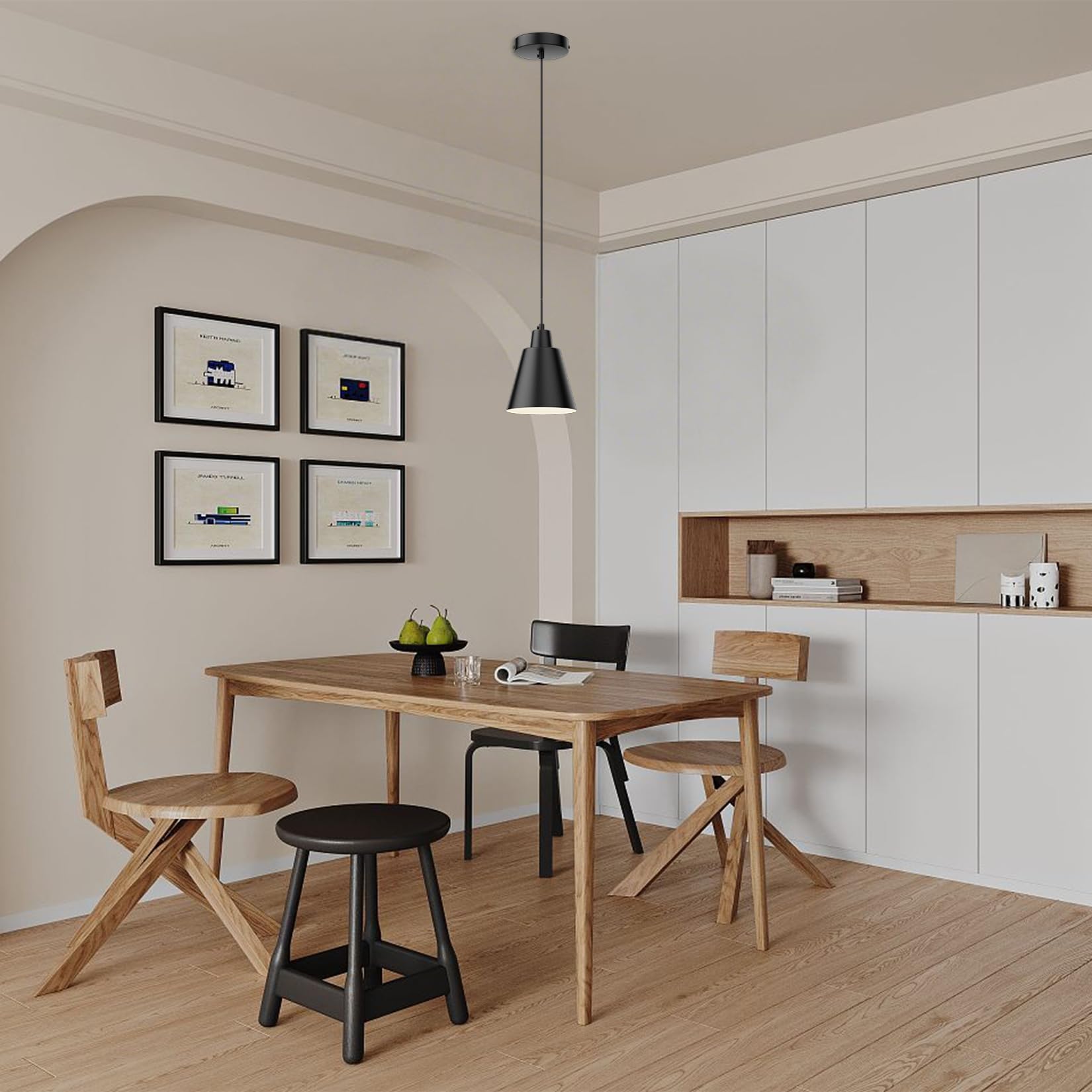 Klighten 3 Stück Pendelleuchte E27 einflammig, Schwarz, ohne Leuchtmittel | Hängeleuchte Modernes Design, Hängelampe Höhenverstellbar, Pendelleuchte Eisen für Esstisch Wohnzimmer Küche
