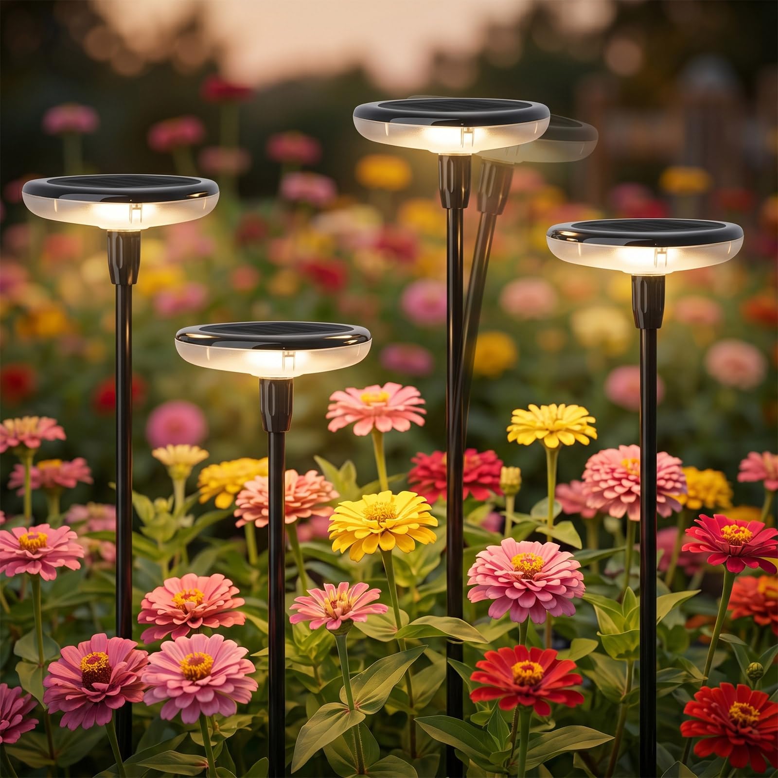 Lampy solarne do ogrodu, na zewnątrz, 4 sztuki, ciepła biel, lampy solarne do użytku na zewnątrz, super jasne, 36 lumenów, wodoszczelność IP65, do dekoracji ogrodu, tarasu, trawnika