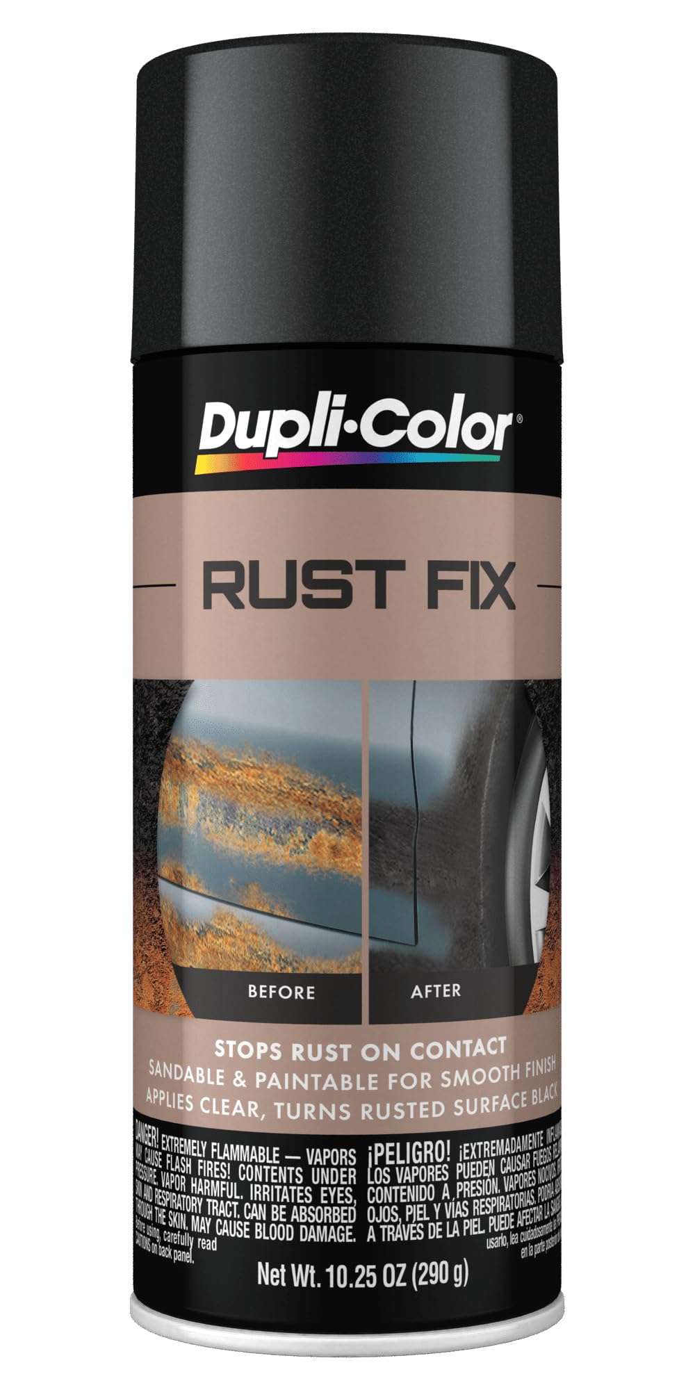 Dupli-Color Rust Fix Rust Treatment, Flat, Black, 10.25 oz