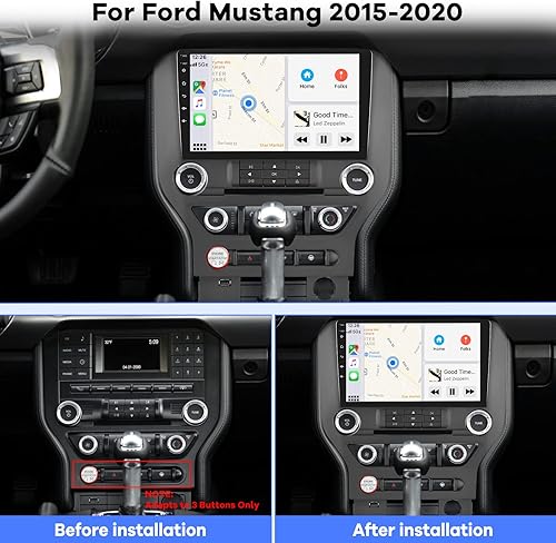 Miniatura 2 de 2G+64G Radio de coche para Ford Mustang 2015-2020 (se adapta solo a 3 botones), estéreo de coche con pantalla táctil Android 13 de 9 pulgadas, Apple