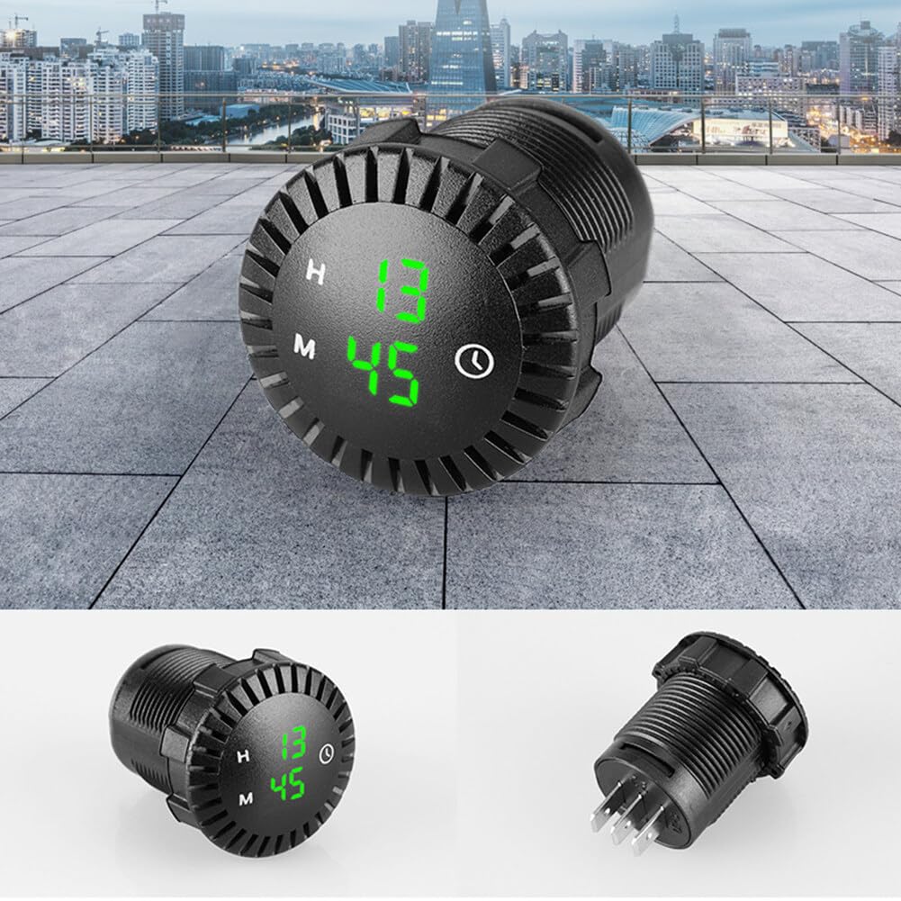Asudaro Orologio Digitale LED per Auto 12V/24V - Piccolo Orologio da Cruscotto per Automobili, Navi, Fuoristrada, Camion, Barche, Aeroplani