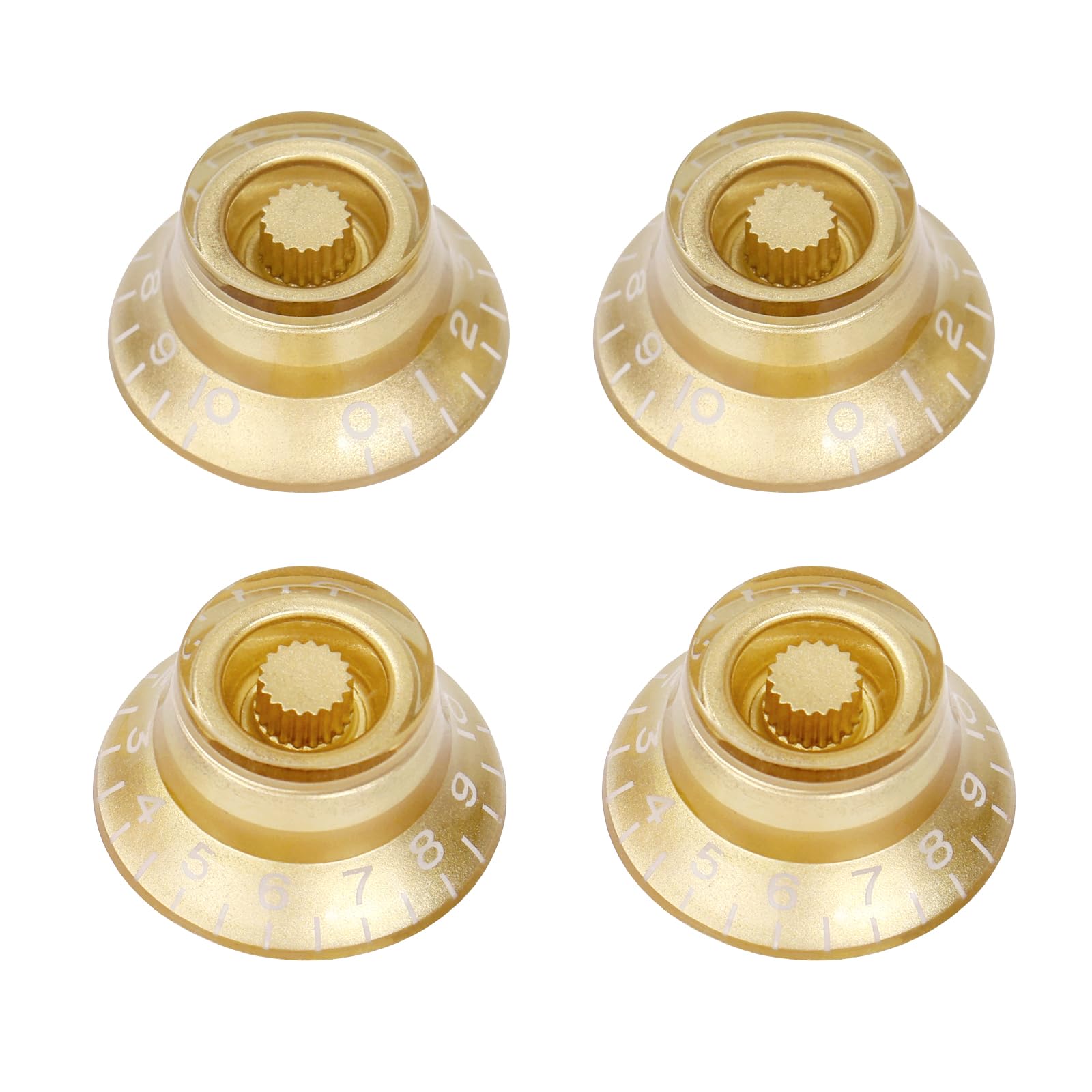 Banworks Electric Guitar Control Knobs 2 Tone 2 Volume '50s Style Knobs Top Hat Metric 6mm (15/64") 18-Spline Bell Top Hat Knobs for Epiphone Les Paul LP SG Electric Guitars Pack of 4 JT/XN-01 Golden