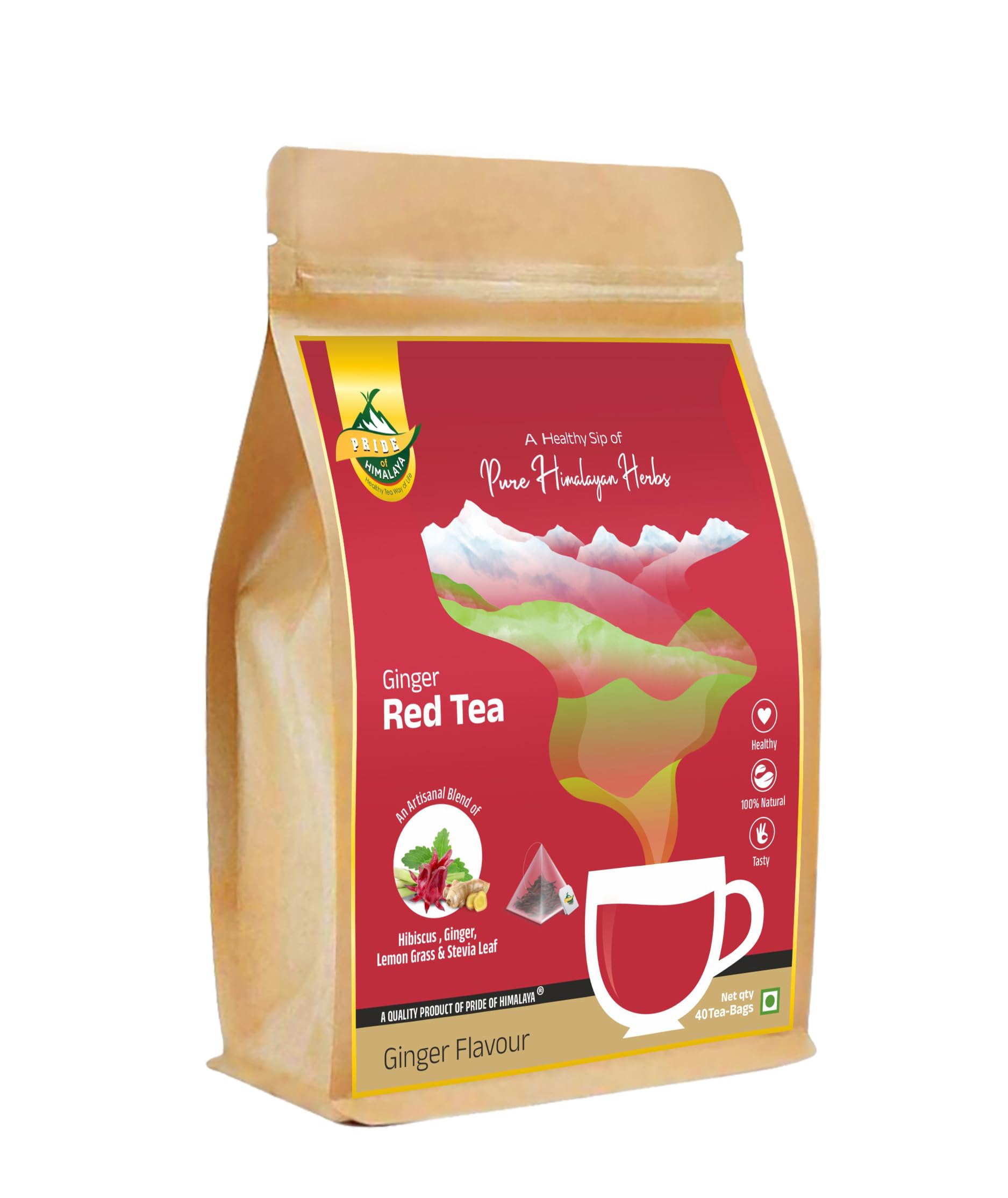 PRIDE OF HIMALAYA | Hibiscus Ginger Red Tea with Pure Himalayan Herbs | Digestive Tea | Helps For SORE Throat Prevention 100% whole leaf | Detox Tea| 40 Teabags (B08XNS9NKY) Amazon Price History, Amazon Price Tracker