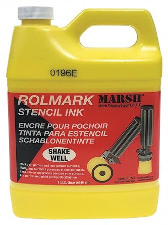 MARSH Rolmark Stencil Ink, 1 qt Can, Yellow