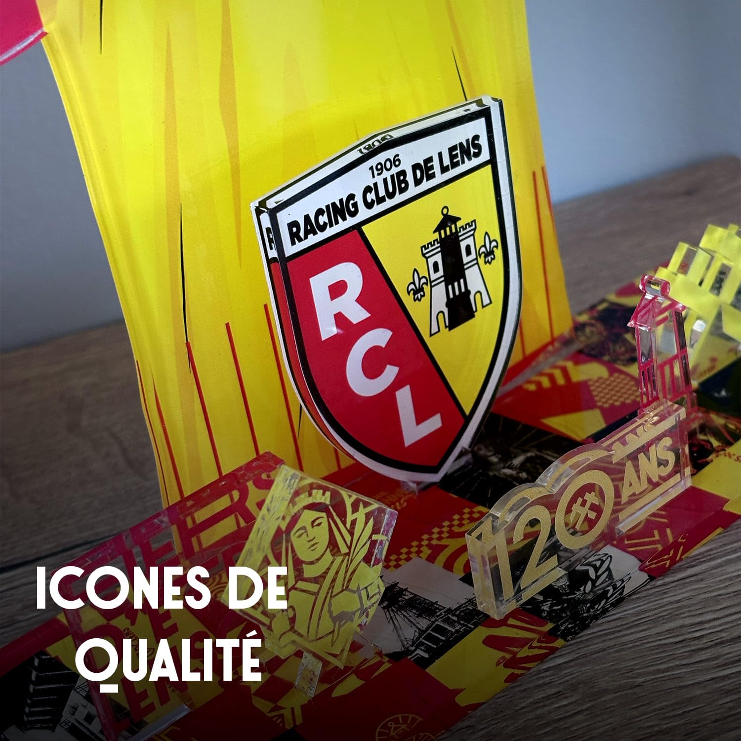 OneTrophy Kit Maillot Personnalisable RC Lens – Nom & Numéro au Choix | Produit sous Licence Officielle – Édition 120 Ans | Cadeau Supporter Sang & Or | Décoration Supporters – Fabriqué en France - 4