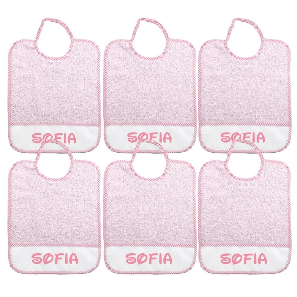 Bavaglini personalizzati con nome misura maxi 29x36 cm spugna 100% cotone made in Italy
