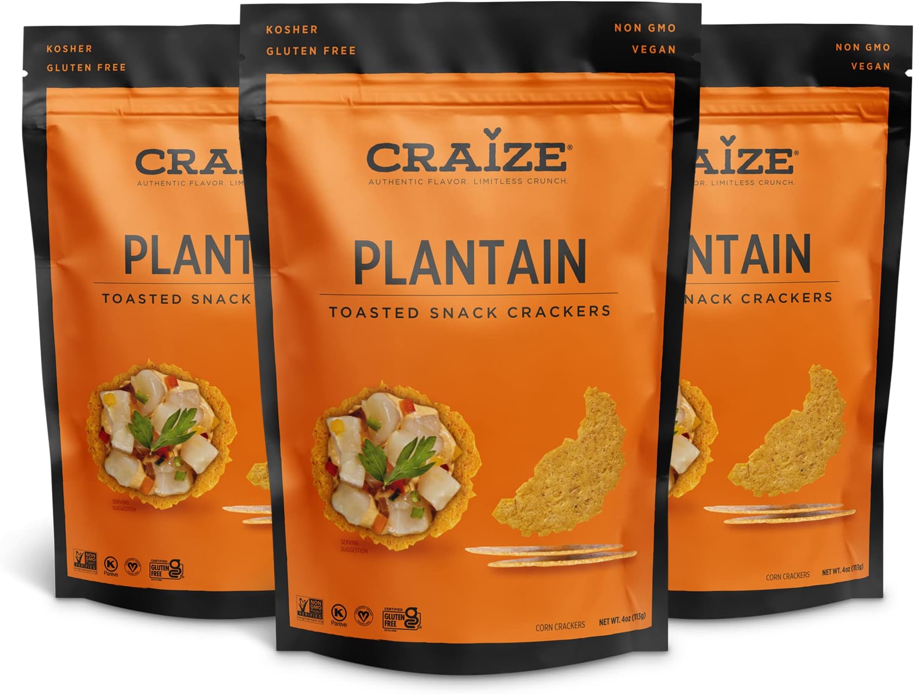Craize Thin & Crunchy Toasted Corn Crackers - Plantain