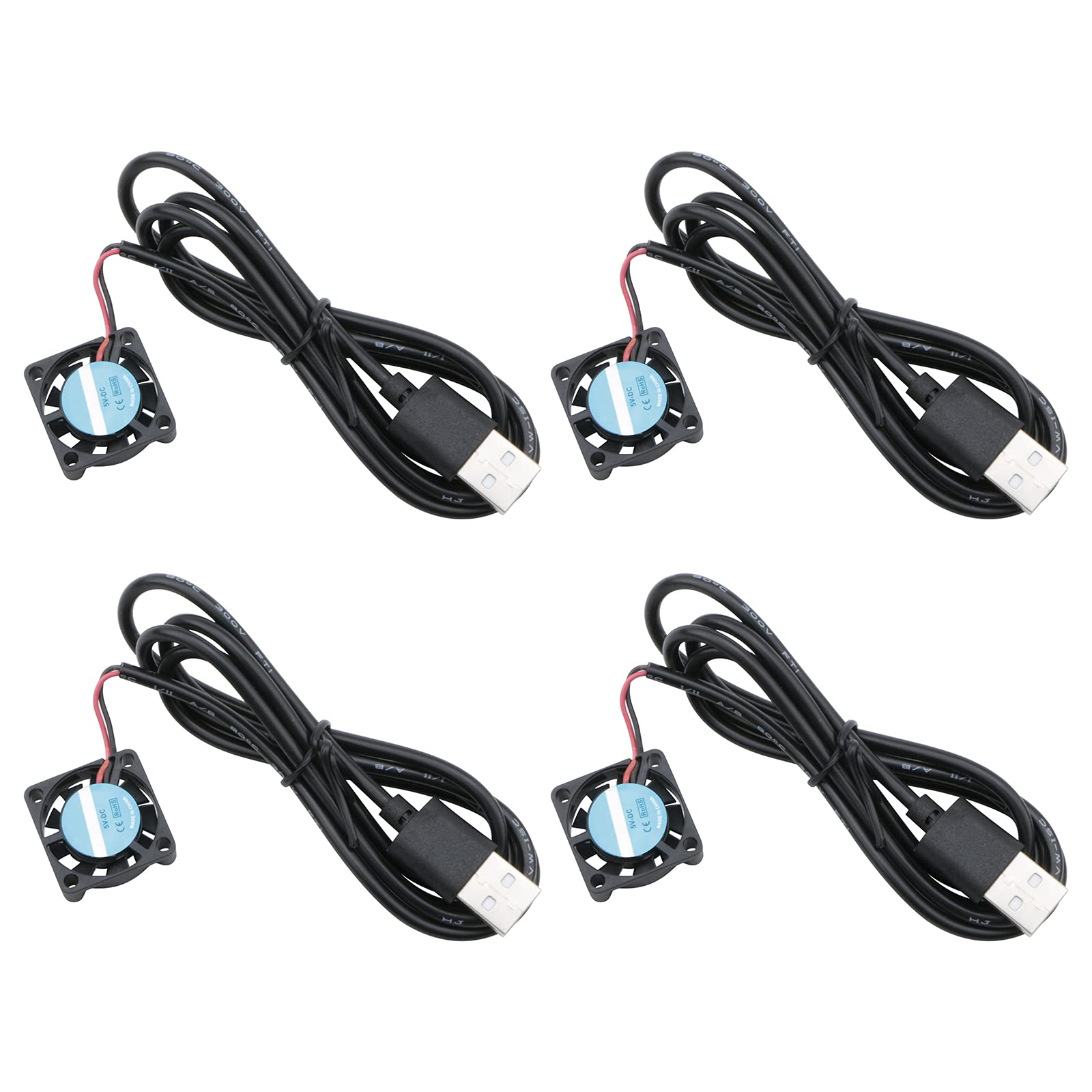 Mini 25mm 5V Cooling Fan with USB Interface DC Brushless Fan for PCB/Notebook/Graphics Card/Raspberry Pi/Printer, Pack of 4