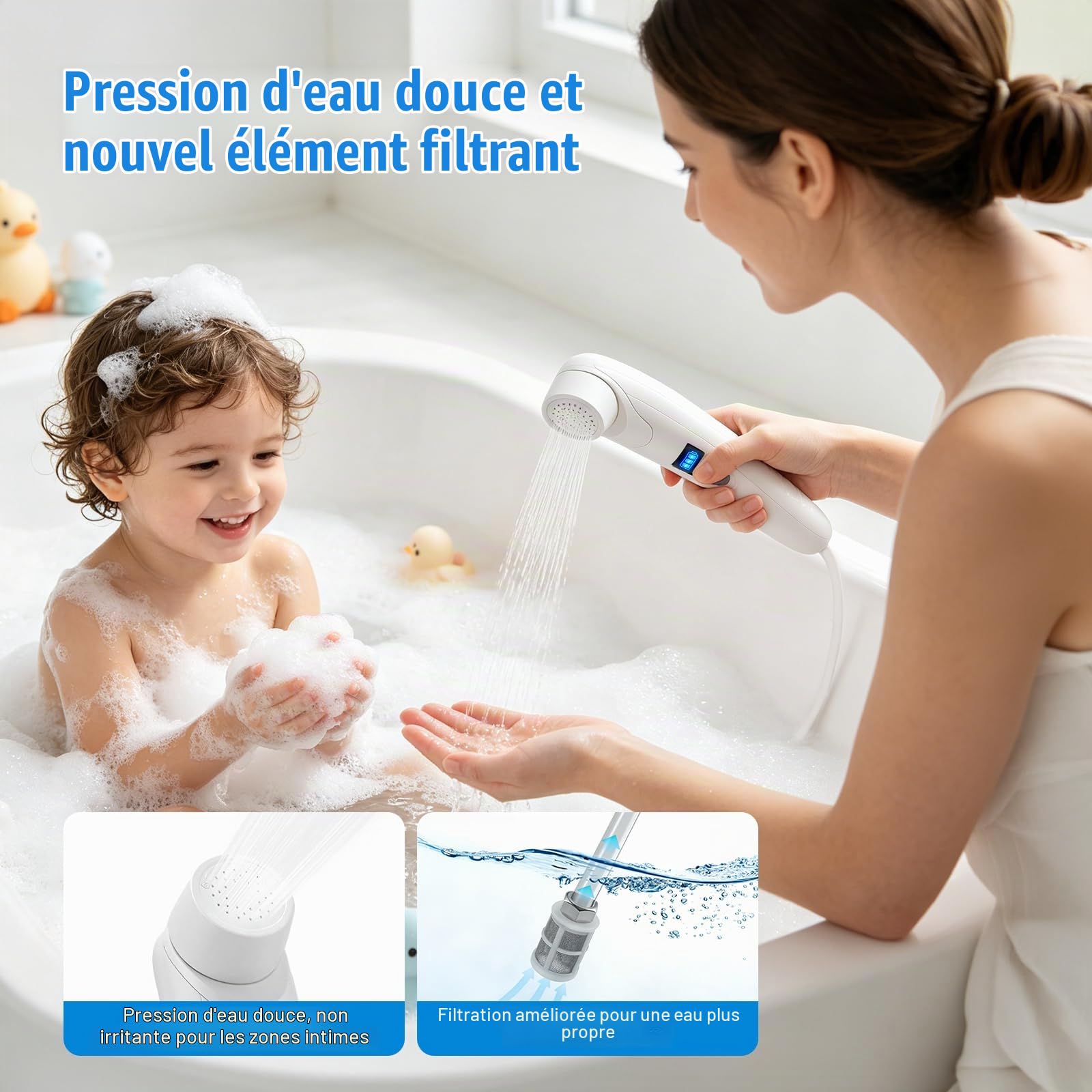 Bidet Portable 3L, Bidet Électrique de Voyage Rechargeable USB avec Batterie 2200mAh, IPX6 Étanche, Douchette à Main pour Toilettes Camping Randonnée, Hygiène Personnelle pour Femmes Hommes Seniors
