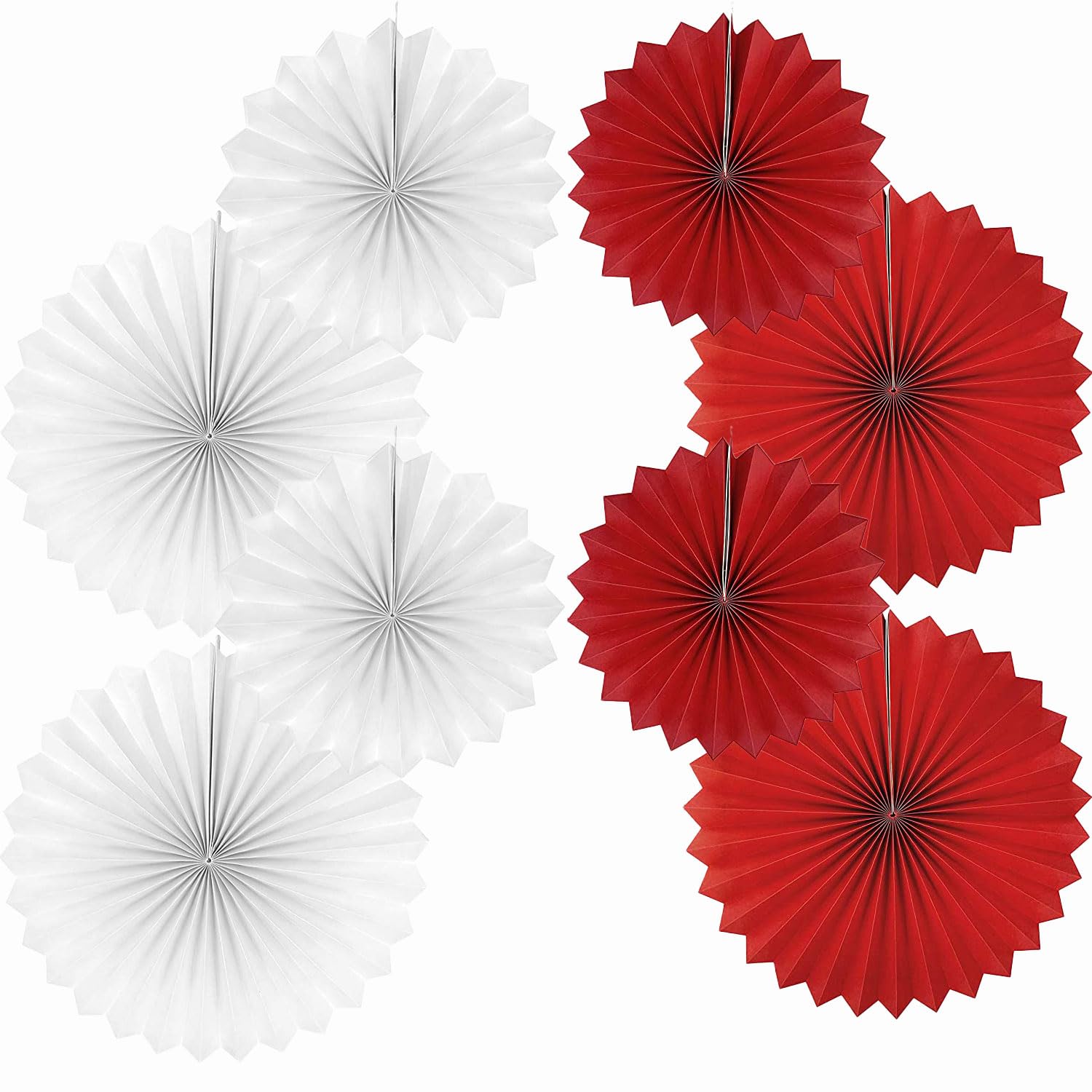 8 Ventagli Di Carta Decorativi Per Feste - Colori Argento, Misure Assortite Da 20 A 40 Cm - 3
