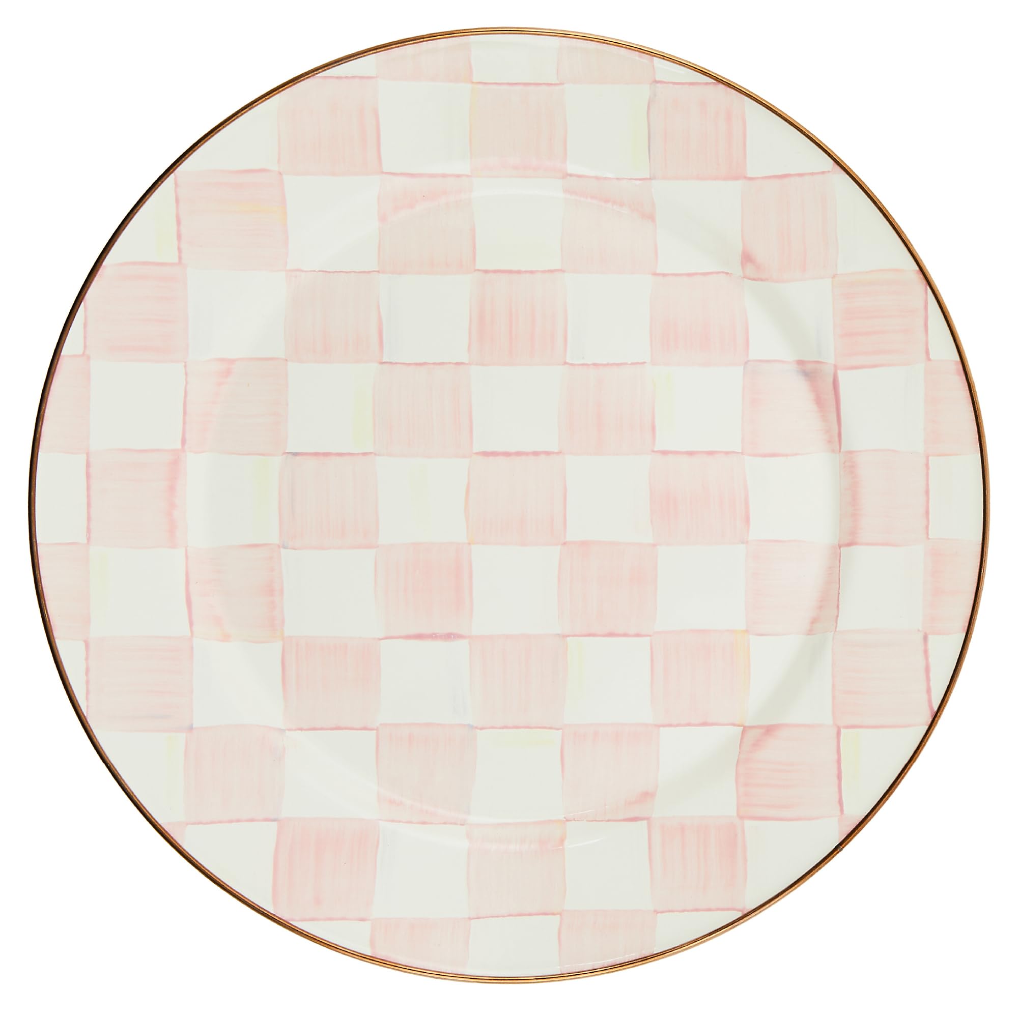 MACKENZIE-CHILDS Enamel Charger Plate, Pink-and-White Rosy Check