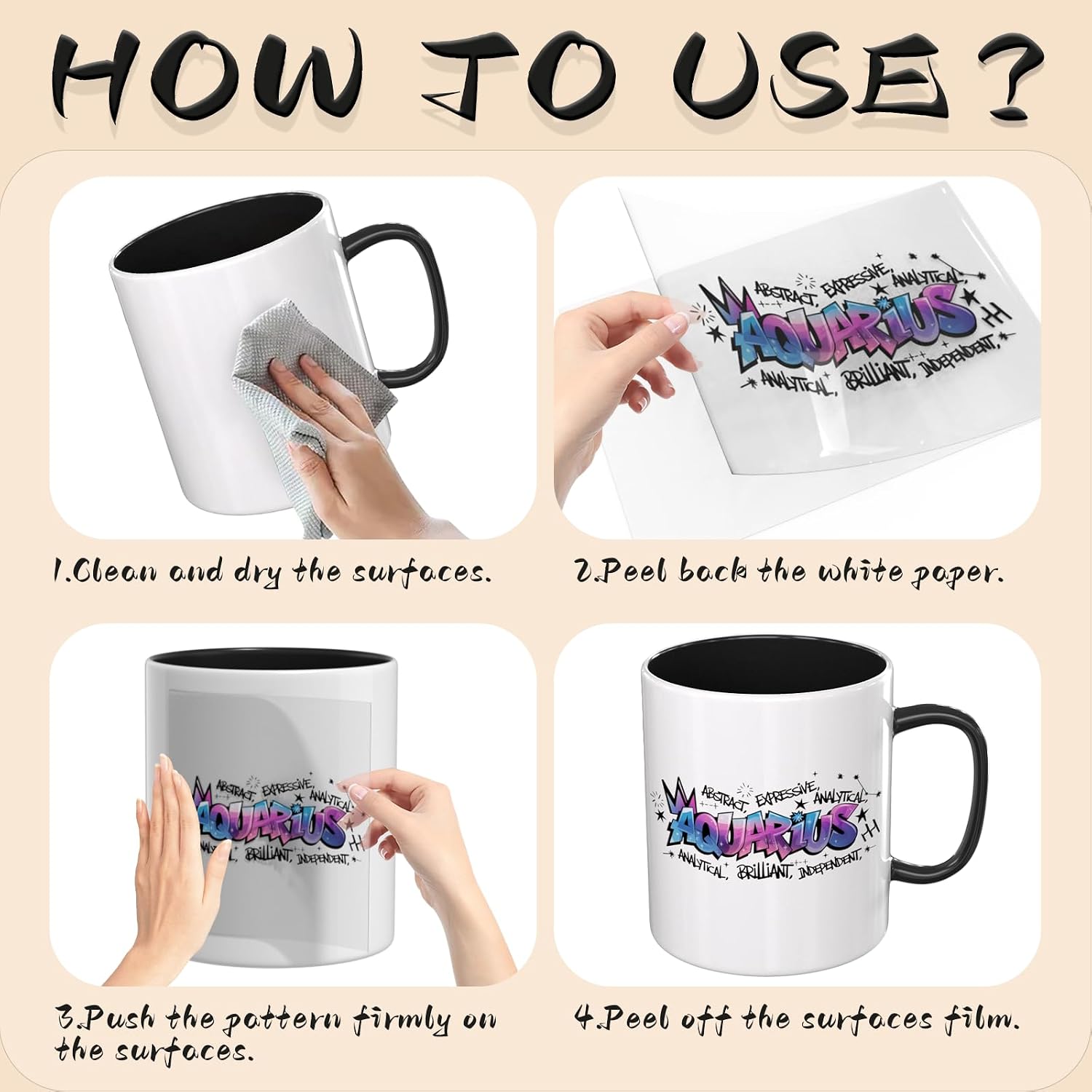 12PCS Text Zodiac UV DTF Cup Wrap UV DTF Transfer Paper Suitable for Mugs, Glasses, Notebooks, Computers, Tables and Chairs, etc. for DIY Creativity, High Viscosity UV DTF Cup Wrap
