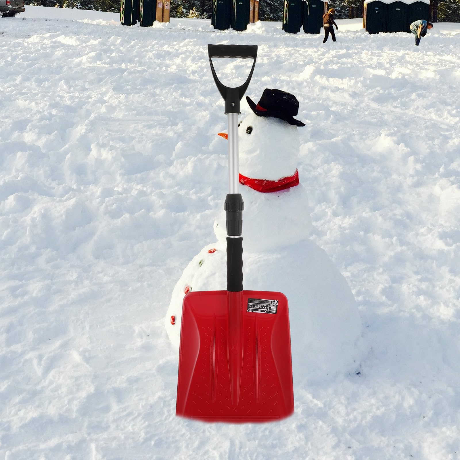 BESPORTBLE Pelle à Neige Rétractable en Plastique Manche en Aluminium Outil de Déneigement Hivernal Compact et Léger Accessoire Rouge pour Voiture et Camping-Car Truelle à Boue
