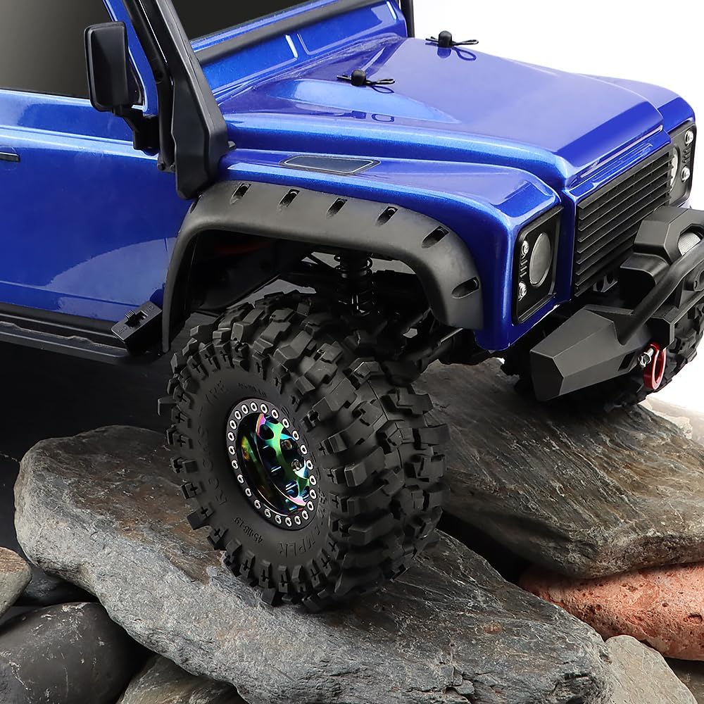 GLOBACT Rainbow 1.9 Beadlock Wheel Rim Offset -10mm Aluminum Deep Dish Wheel for 1/10 RC Crawler SCX10 TRX4 TRX6 Redcat Gen8 RC4WD D90 VS4-10 (Neon Color-C)
