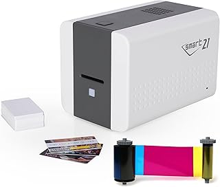 IDP SMART-21S ID Card Simplex Printer Kit with PC Only Software, 100 Print YMCKO Color Ribbon, and 100 PVC Plastic Cards -...