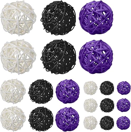 Miniatura 7 de Kubert 21 bolas decorativas de ratán de 3 tamaños, adorno perfecto para X-MAS, boda, fiesta, decoración del hogar, rellenos de jarrones de orbes