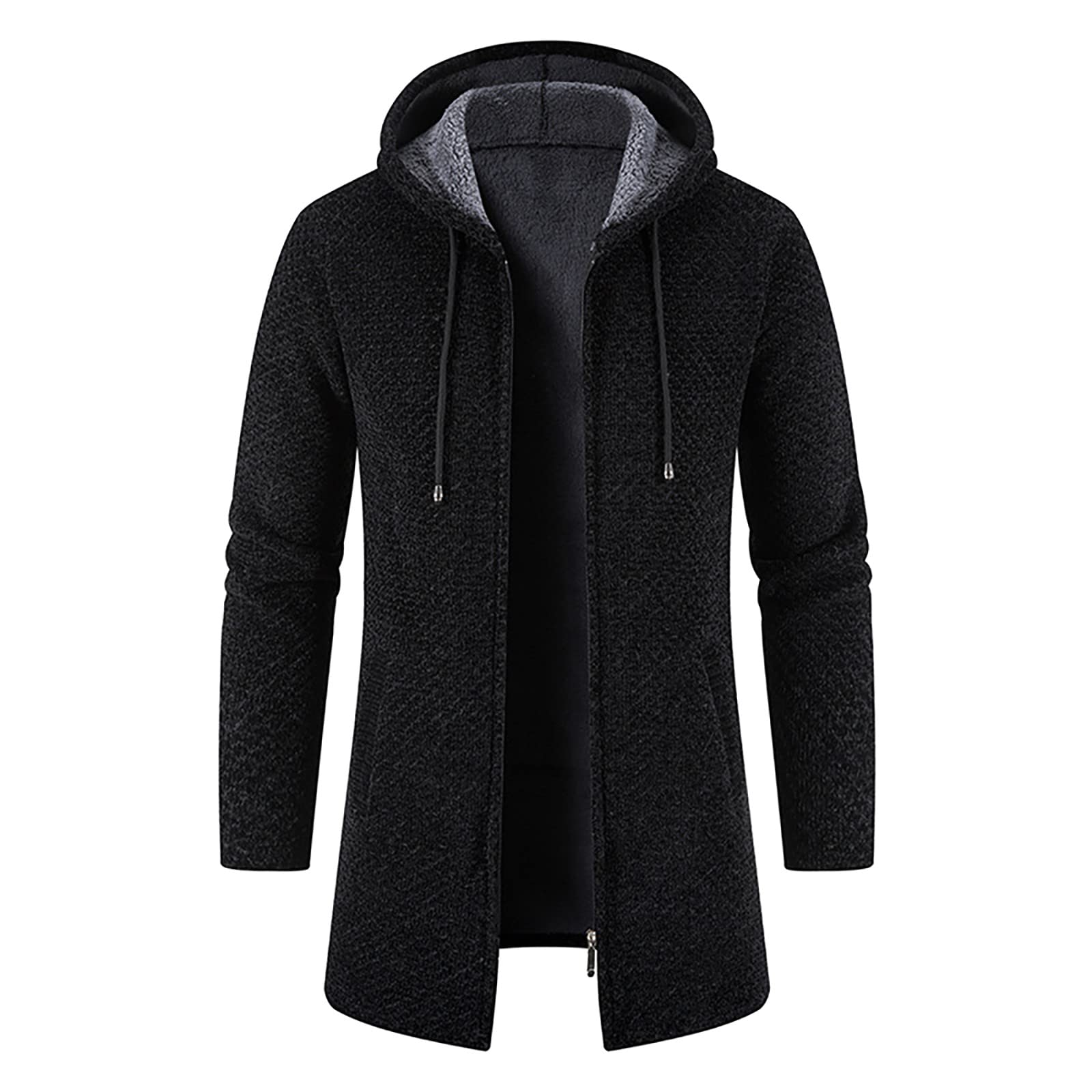 Mens Winter Jackets Open Front Plain Outerwear Autumn Pockets Parka Fitted Outdoor Lapel Tops for Office Work Business UK