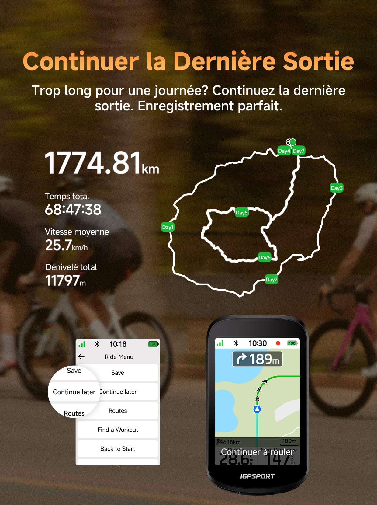 iGPSPORT BSC500 Compteur Velo sans Fil, 3,3" Grand Écran Tactile Navigation Vocale Sonnette Électronique Mode, d’Entraînement en Montée, 32 Go Compteur Velo GPS