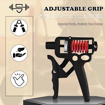 Adjustable 10400 lb Grip Strength Trainer (Premium Adjustable Grip Strengthener for Forearm Training) Alloy Frame, Titanium-Plated Steel, TPR Non-Slip Handles | Color Black