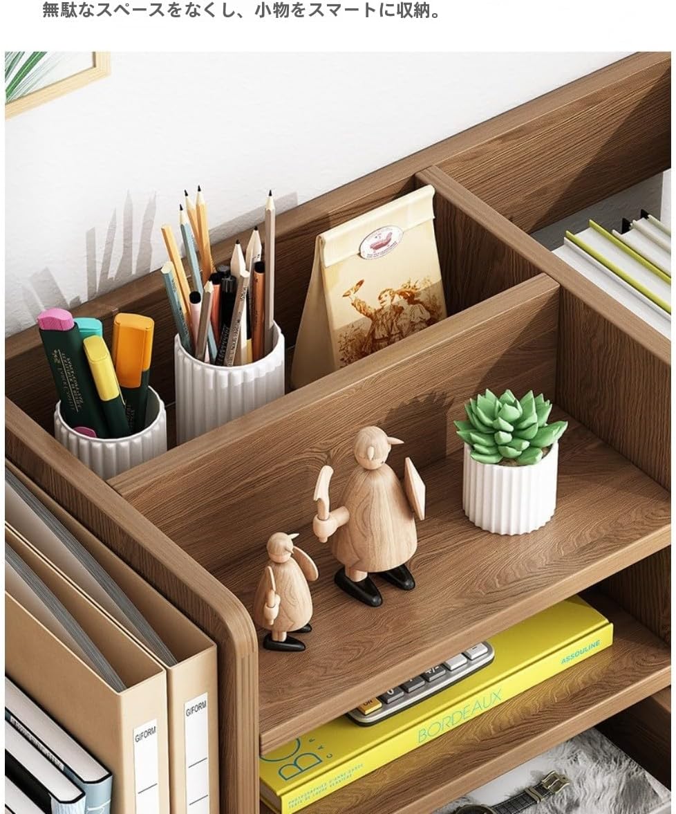 デスクトップ本棚、直立型、多段式、Fiozwea、デスクファイルオーガナイザー/オーガナイザー、収納引き出し、大容量収納スペース、耐