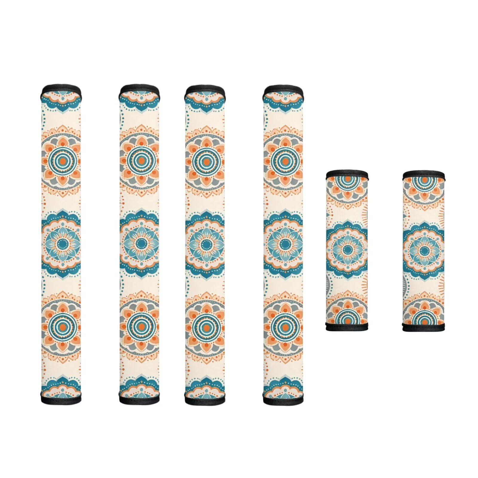 Refrigerator Door Handle Covers Set of 6 Kitchen Electrical Appliances Handle Protector Anti-Slip Fridge Microwave Oven Home Accessories, Bohemian Floral Beige