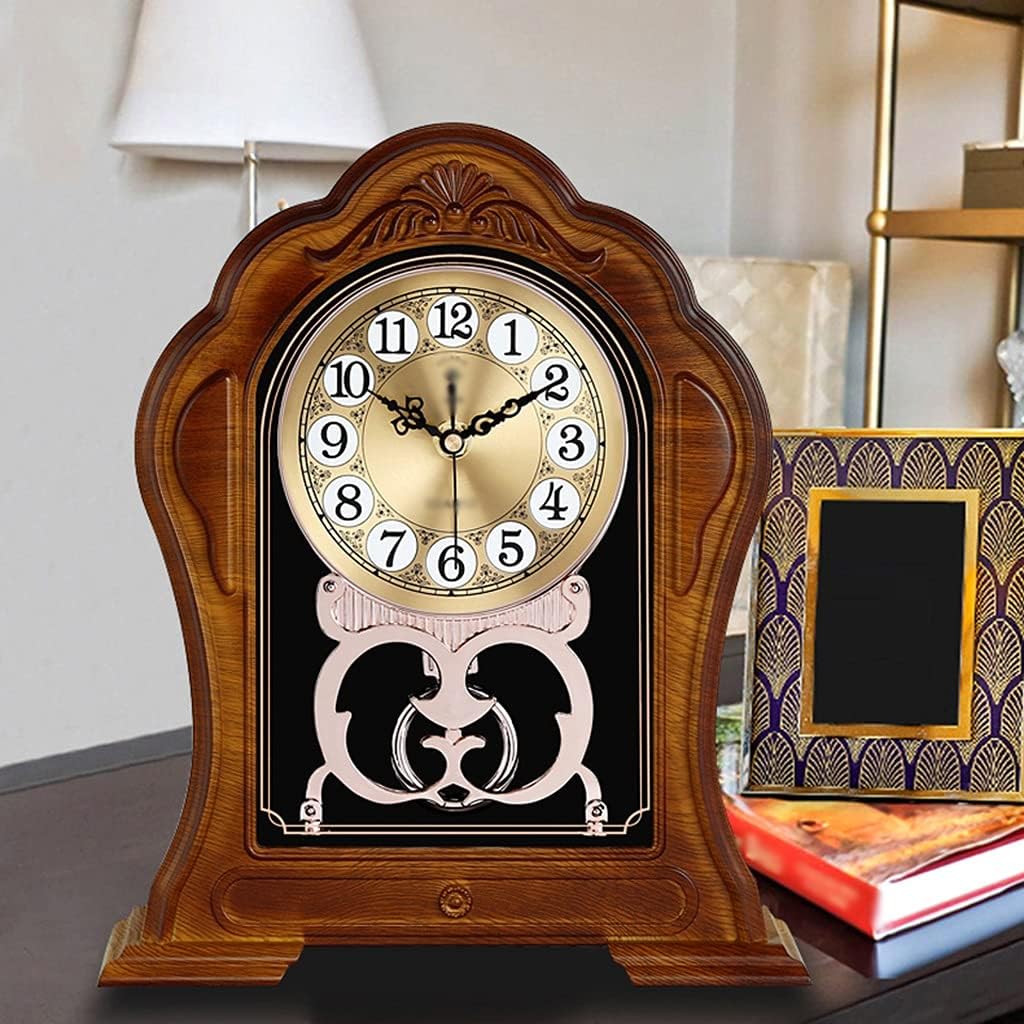 FMURY European Retro Mute Table Clock Living Room Bedroom Plastic Desk Clock Home Decoration Quartz Table Watch Desktop