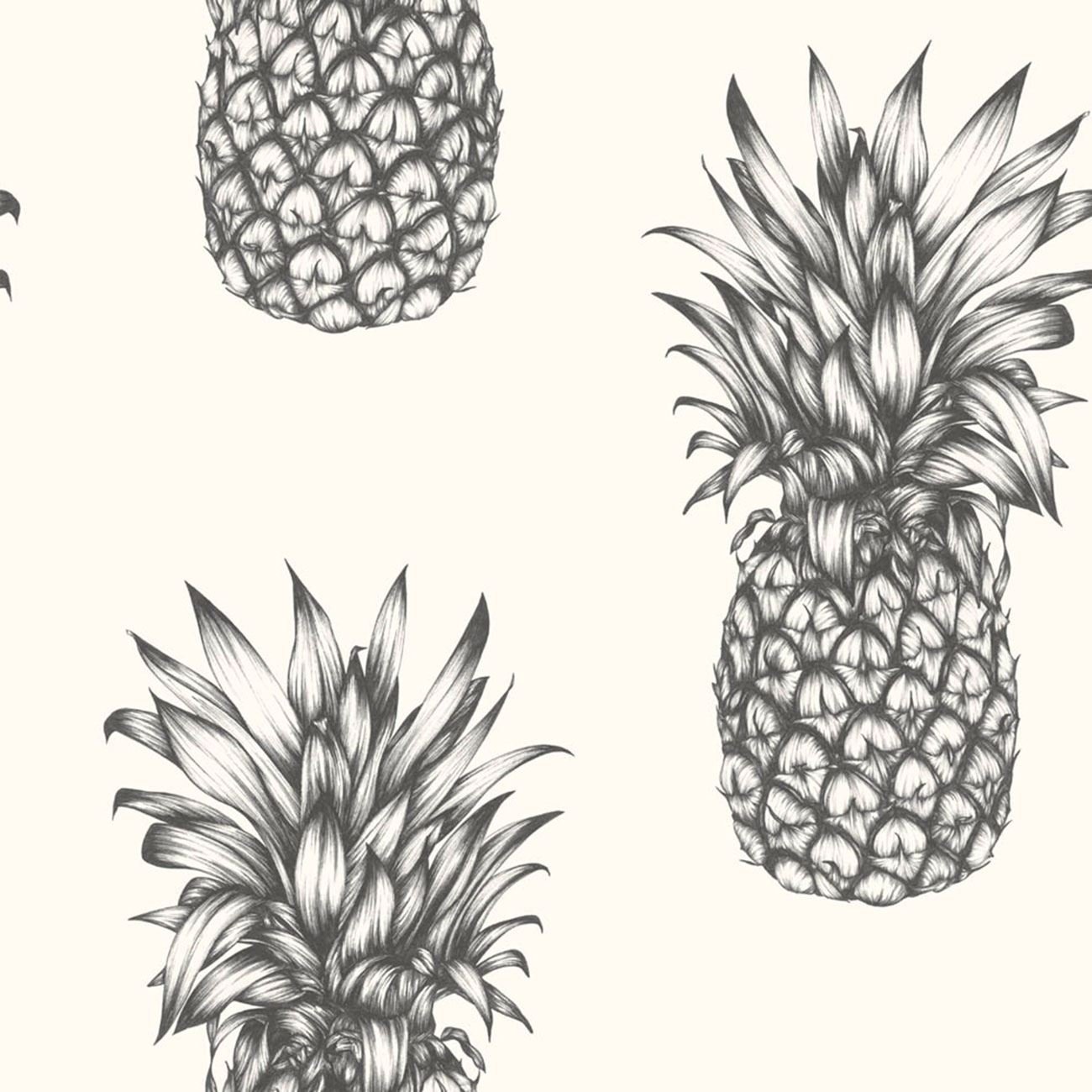 Arthouse Copacabana 690900 Tropical Pineapple Wallpaper Black & White