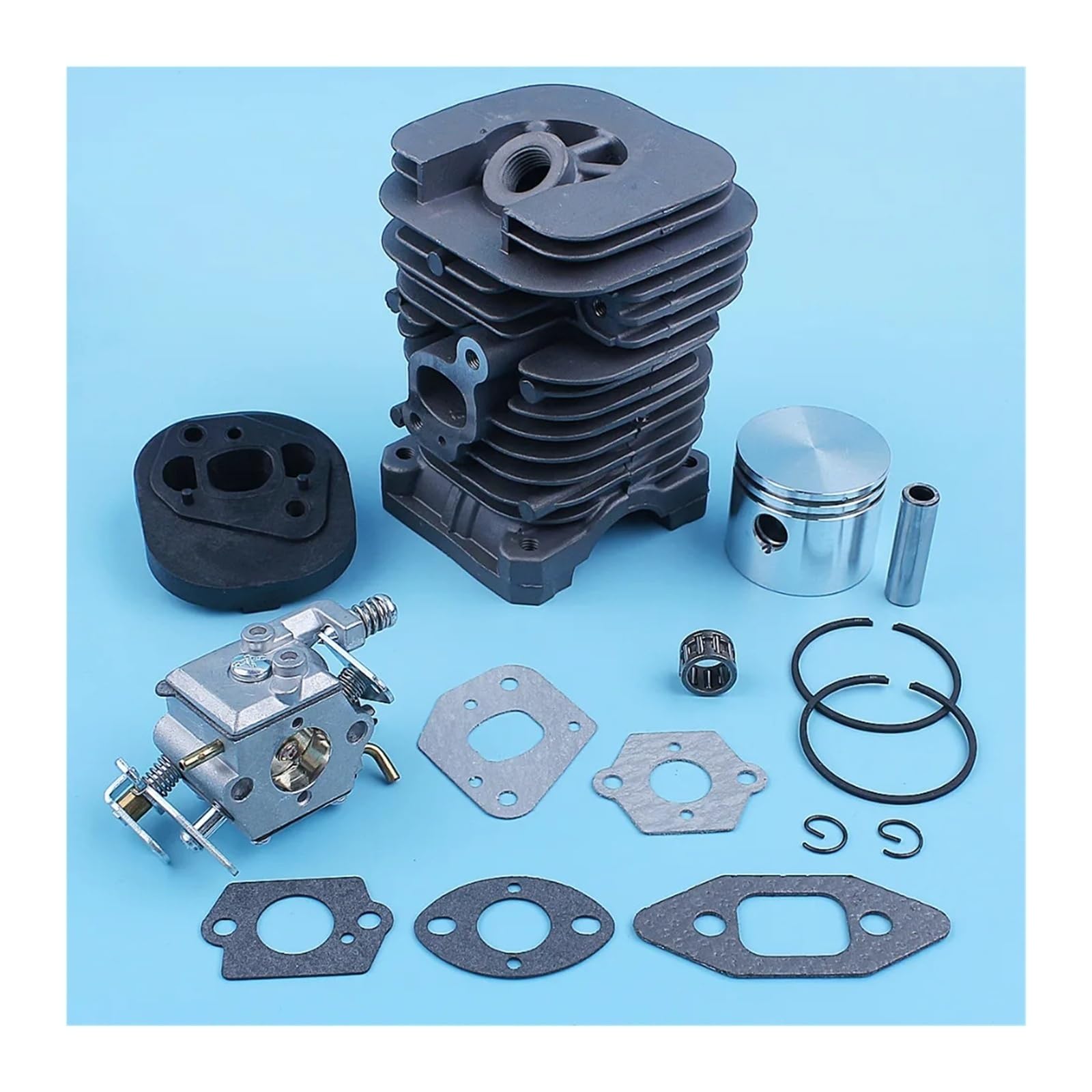 Zestaw uszczelek do gaźnika, tłoka cylindra i gaźnika, pasuje do Partner 350 351 370 371 420 390 391 do piły łańcuchowej Formula 5000 41 mm, powlekana Nikasilem