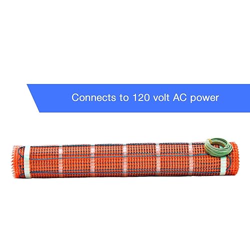 Miniatura 9 de SunTouch TapeMat - Alfombrilla eléctrica para calefacción debajo del suelo para 120V, 2.0 x 30.0 pies (60.0 pies cuadrados), naranja