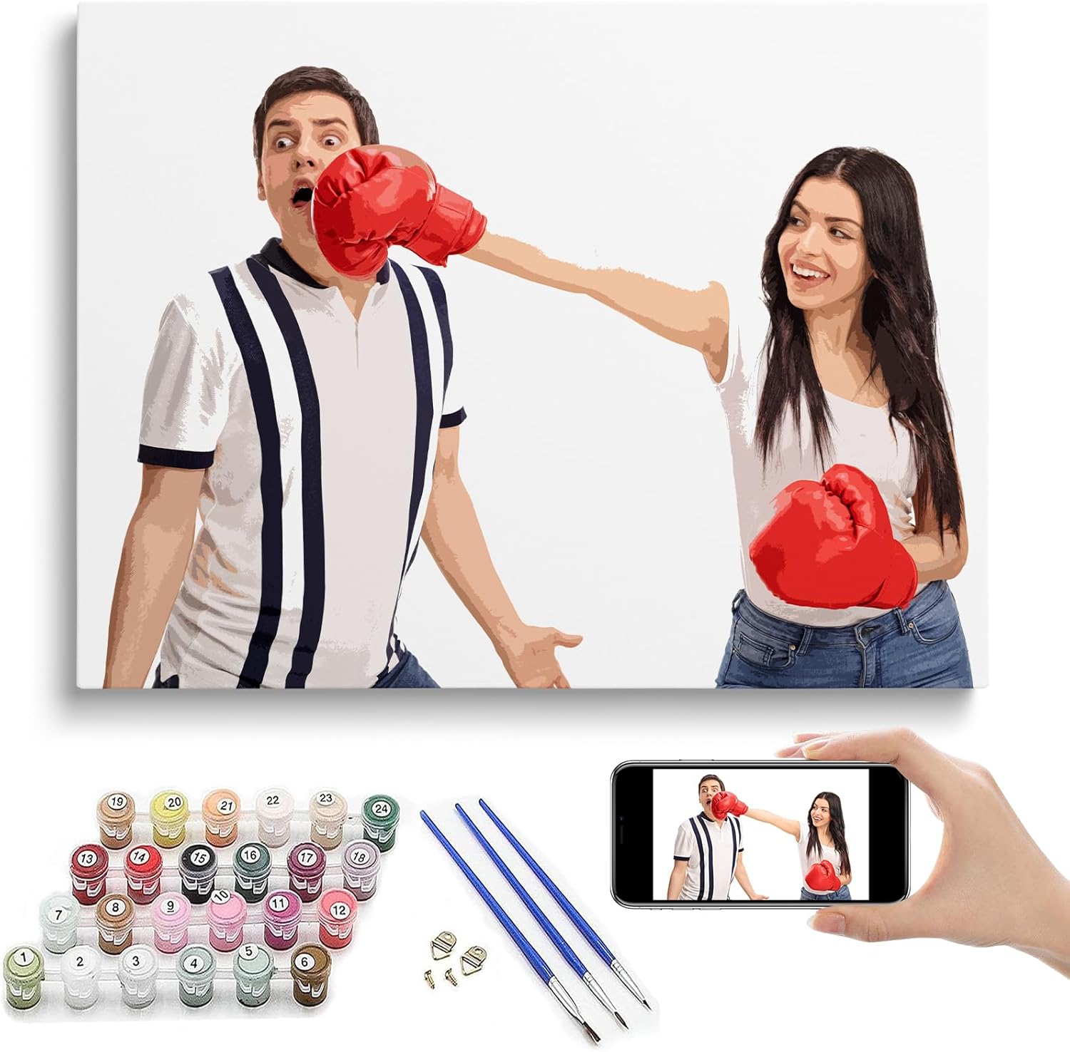 Abybela Custom Paint by Numbers Kit for Adults,Personalized Paint by Numbers from Photos,Customized DIY Acrylic Painting Canvas Framed with Picture,Wall Decor Ideal Gift for Family,Friends