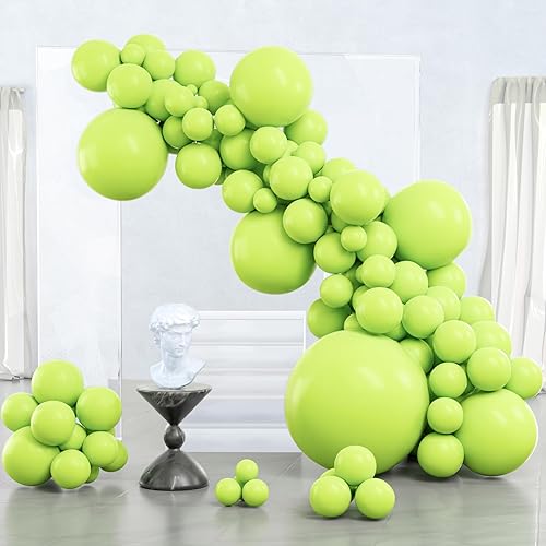 PartyWoo Globos de color verde lima, 127 piezas de diferentes tamaños de 36, 18, 12, 10 y 5 pulgadas, kit de arco de globos de látex verde claro