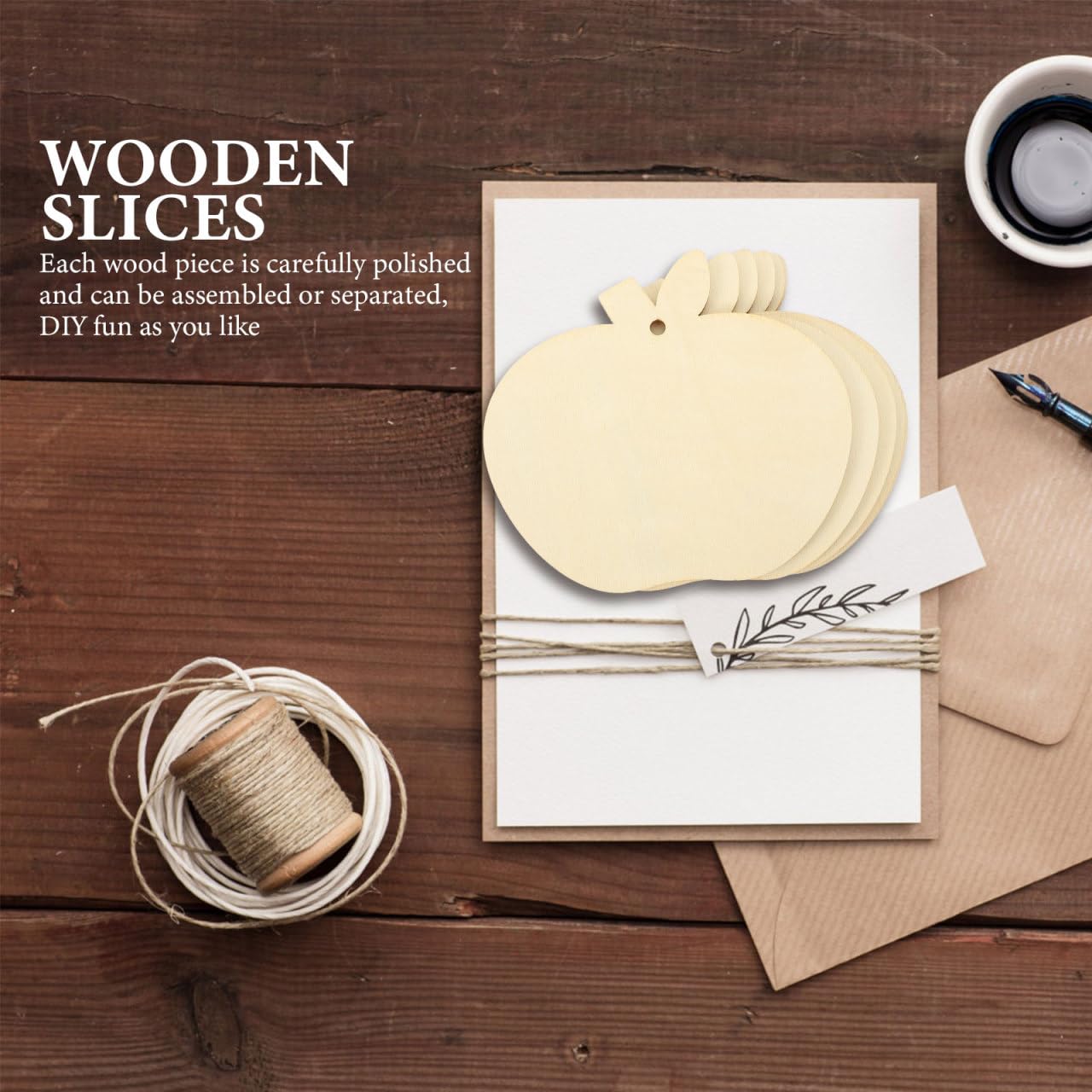 1 Lot De Pendentifs En Copeaux De Bois De Pommier Pour Travaux Manuels, Créatifs, Décoration Rustique, Décorations En Bois, étiquettes En Bois, Matériaux De Bricolage, Tranches De Bois