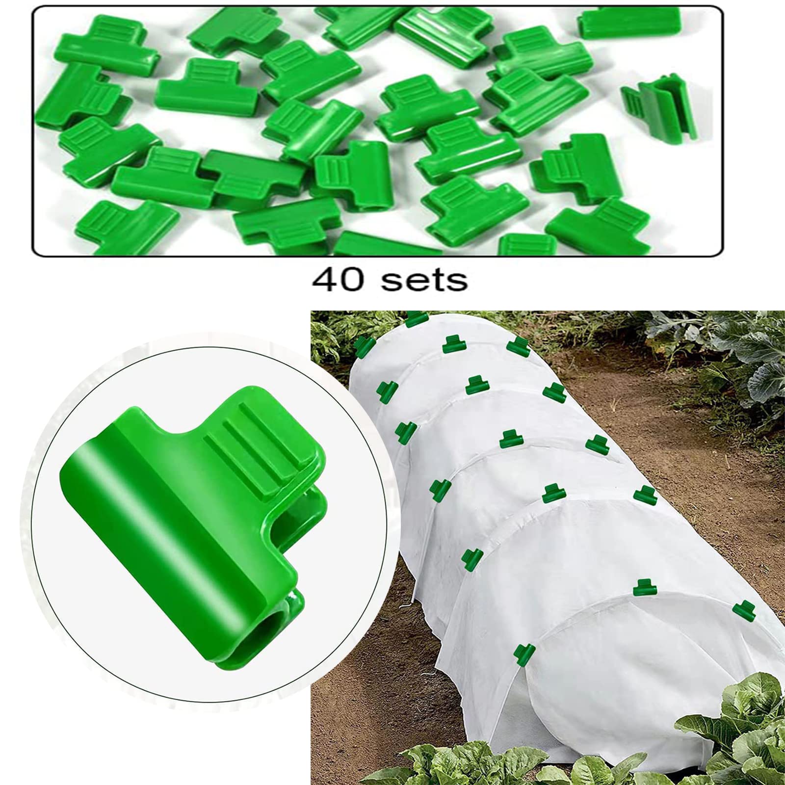 40 Clips De Serre En Plastique Vert - Pour Fixer Bâches Et Films Sur Tubes 11mm - Jardin Serre