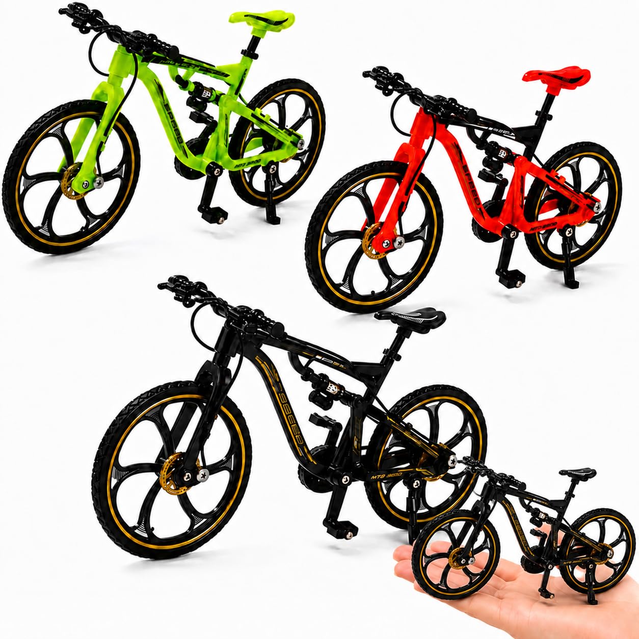 3-Pack Set for Desk Decoration,finger Bike, Mini Mountain Bike ornament