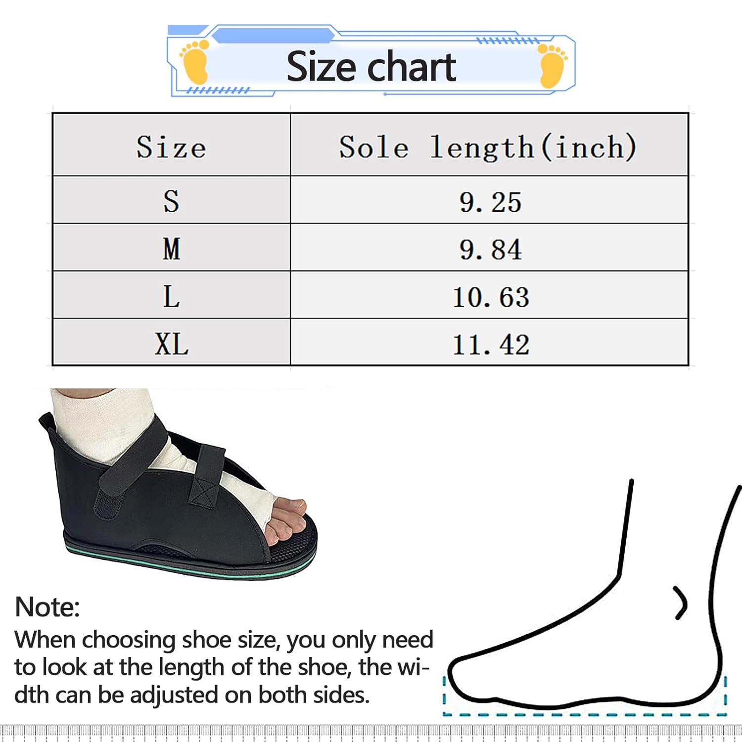Medical open-toe plaster shoe,Adjustable Walking Boots Recovery Cast Shoe Covers,Universal for Both Left and Right Feet,Medical Boots for Men or Women L - Image 6