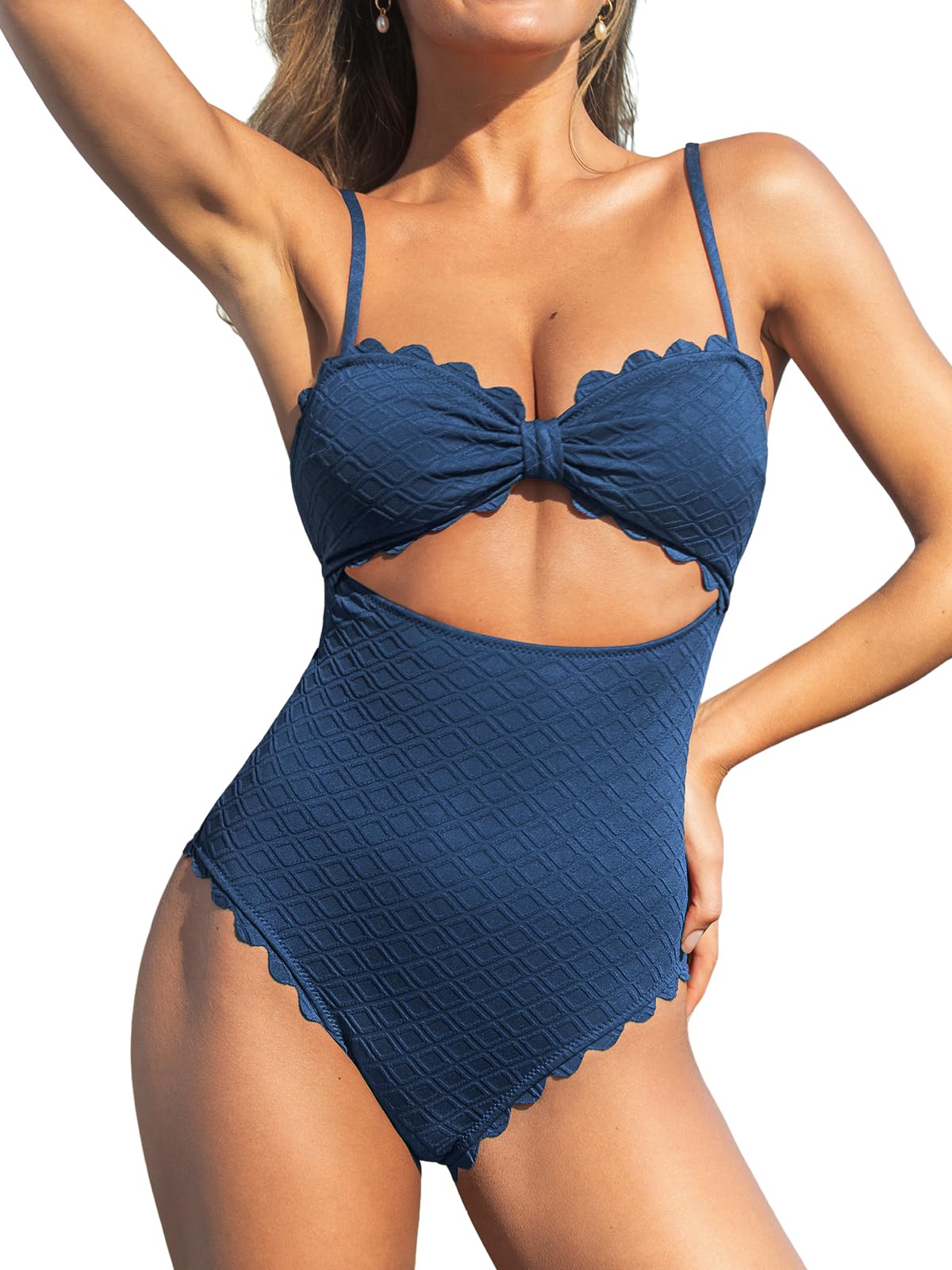 CUPSHE Moderno/Montato Costume Intero, Blu Scuro, L Donna