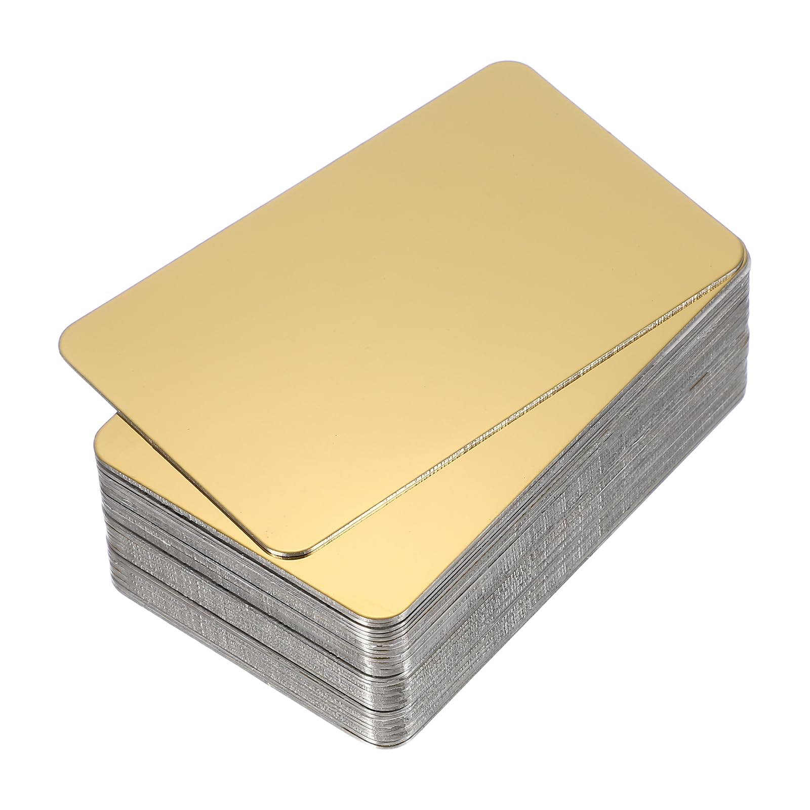PATIKIL 0.3mm Stainless Steel Metal Business Cards, 30 Pack Mirror Blank Name Card Laser Engraving for DIY Gift Cards, Gold