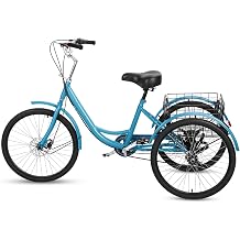 Honrane 24 Inch Adult Tricycle, 7 Speed Tricycle for Adults with Dual Chain, 3 Wheel Bikes for Adults with Large Rear Basket, Adult Trike for Men, Women, Seniors, Maximum Load Capacity 330lbs Atrovir
