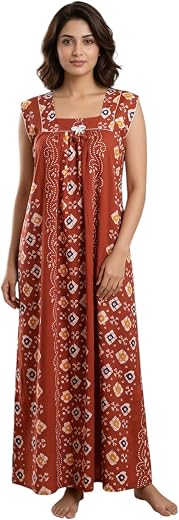 Fabimi Women's 100% Cotton Sleeveless Nighty - XL Long Nightgown | Breathable Summer Sleepwear &amp; Maxi Loungewear (Chest 4...
