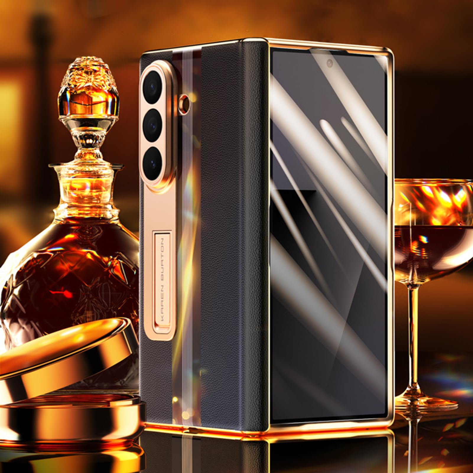 Skóra naturalna etui do Samsung Galaxy Z Fold 7, styl biznesowy niewidoczny stojak Galvano Cover All Including Case, Czerwony, Z Fold 7