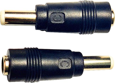 DC5521 Female to 5525 Male DC Power Adapter Connector DC 5.5mm x 2.5mm Male Plug to 5.5mmx2.1mm Female Jack Coupler for Laptop Interface Power Cable Converter 2pcs