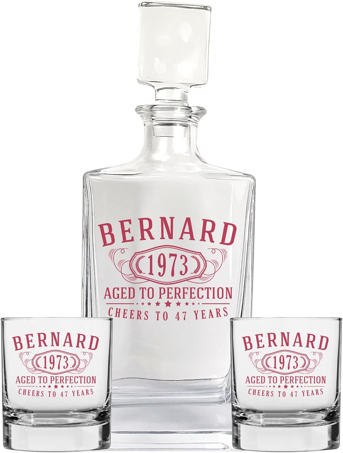 Personalized Print Glass 27oz Whiskey Decanter, Rectangle Bernard, Custom Birthday Fathers Day Gift, Retirement, Anniversary, Housewarming, Customized Bourbon Gifts for Men, Scotch Liquor, Him, Dad