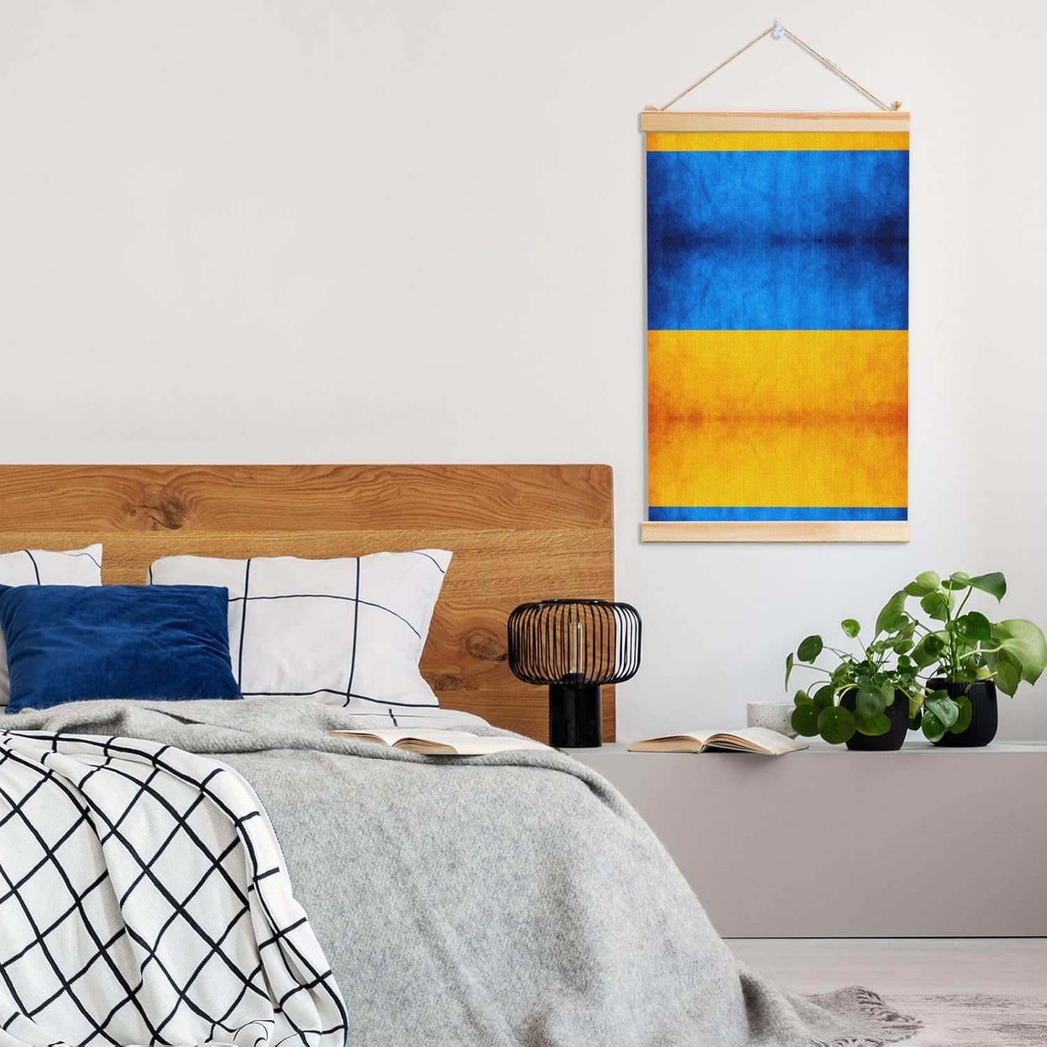 Ukrainian Flag Print Poster Hanger,Hanging Poster, Poster Frame,Wood Poster Hanger, For Wall Hanging
