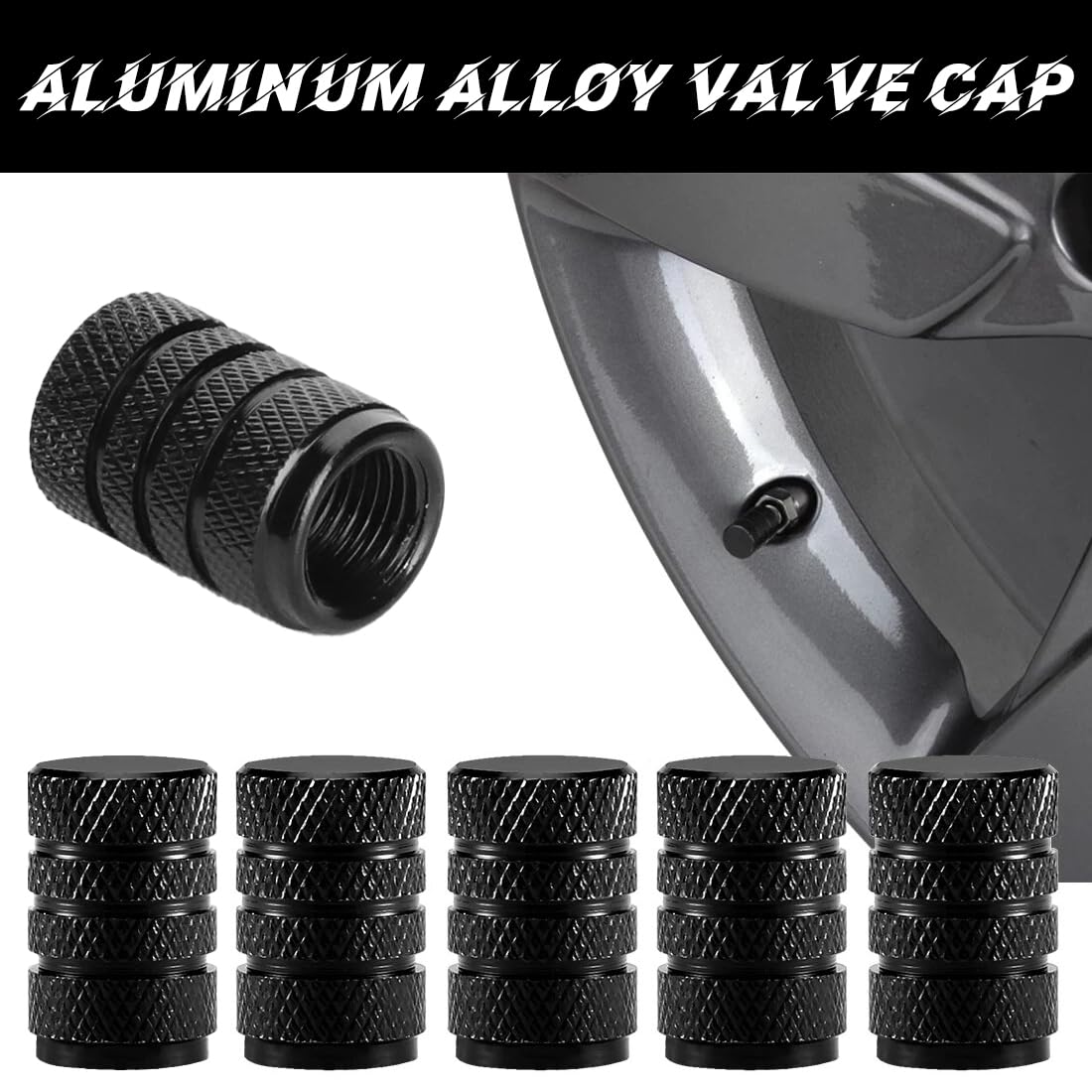 Tappi Coprivalvola In Metallo Nero A Forma Di Margherita, Set Da 4 Pezzi Universali Per Auto, Moto E Bici