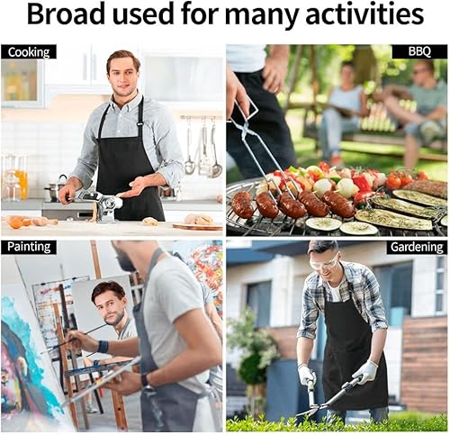 Miniatura 7 de Delantales con babero para mujeres y hombres, delantal de cocina con bolsillos para cocina, parrilla, barbacoa, pintura, jardinería