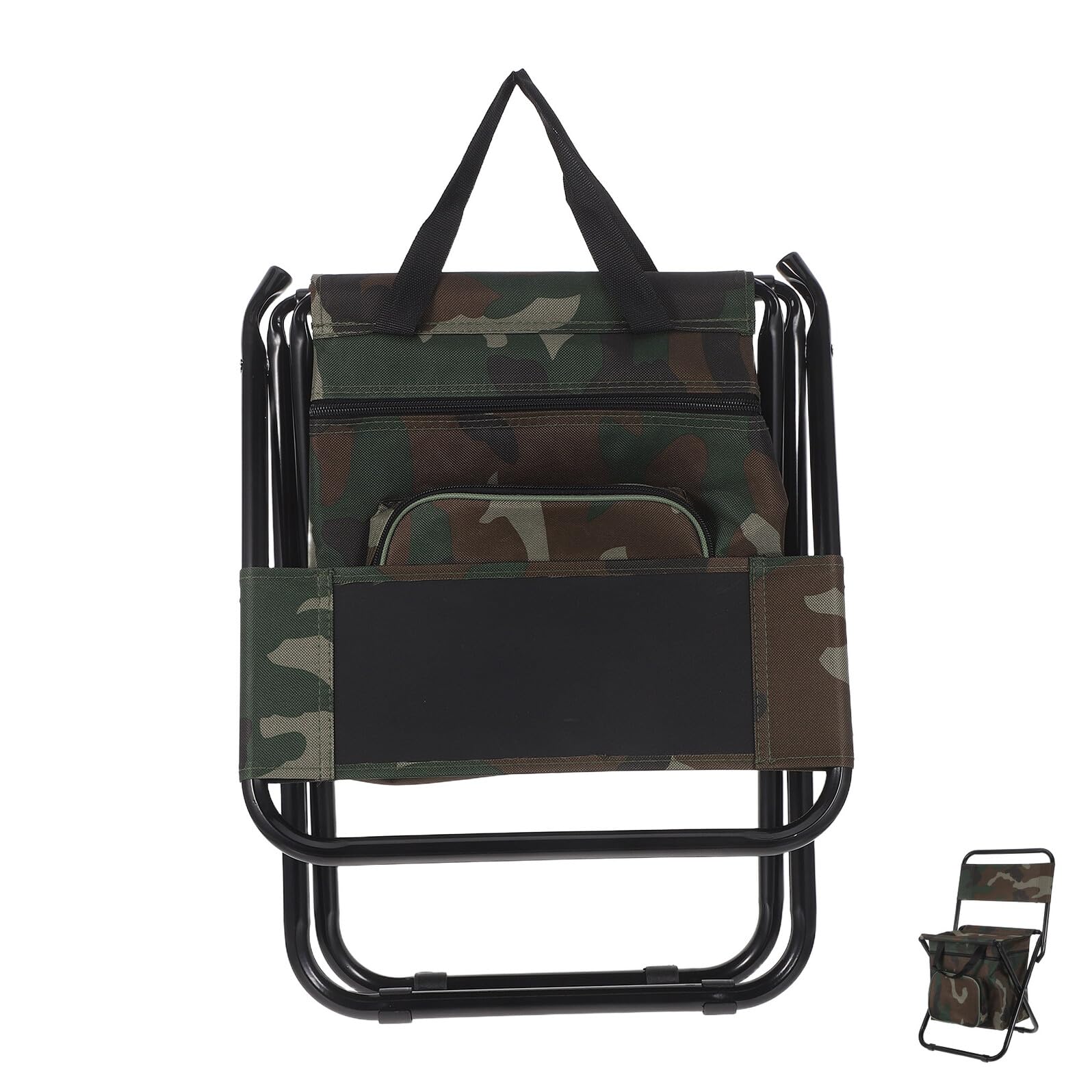 ABOOFAN Sgabello Pieghevole da Campeggio con Schienale Ergonomico e Borsa Termica Integrata Sedia Portatile Compatta per Pesca Escursionismo e Outdoor Sedile Traspirante e Facile da