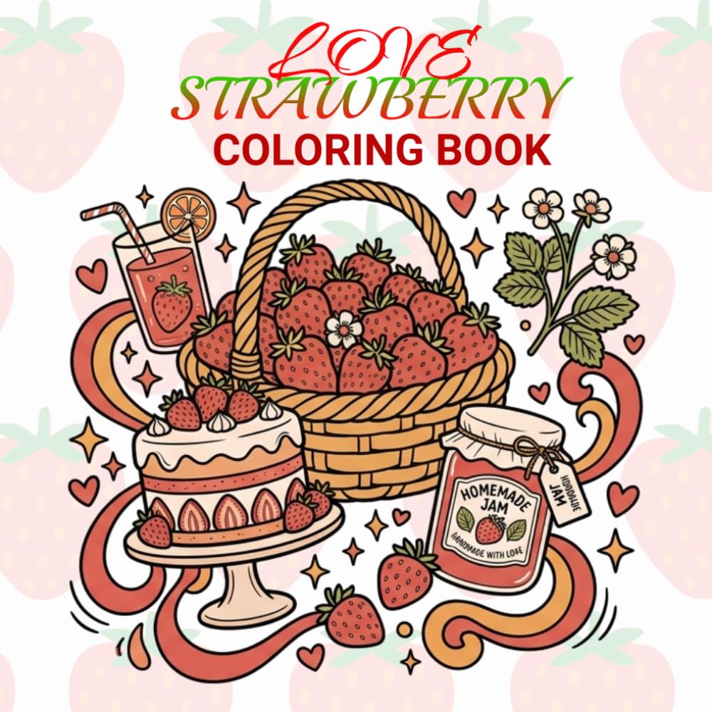 Strawberry Delight Coloring Book: Adorable Fruit Scenes, Desserts, and Garden Moments – Large 8.5 x 8.5 Format: Includes Bold and Easy Designs of ... Homemade Goodies, and Nature-Inspired Artwork
