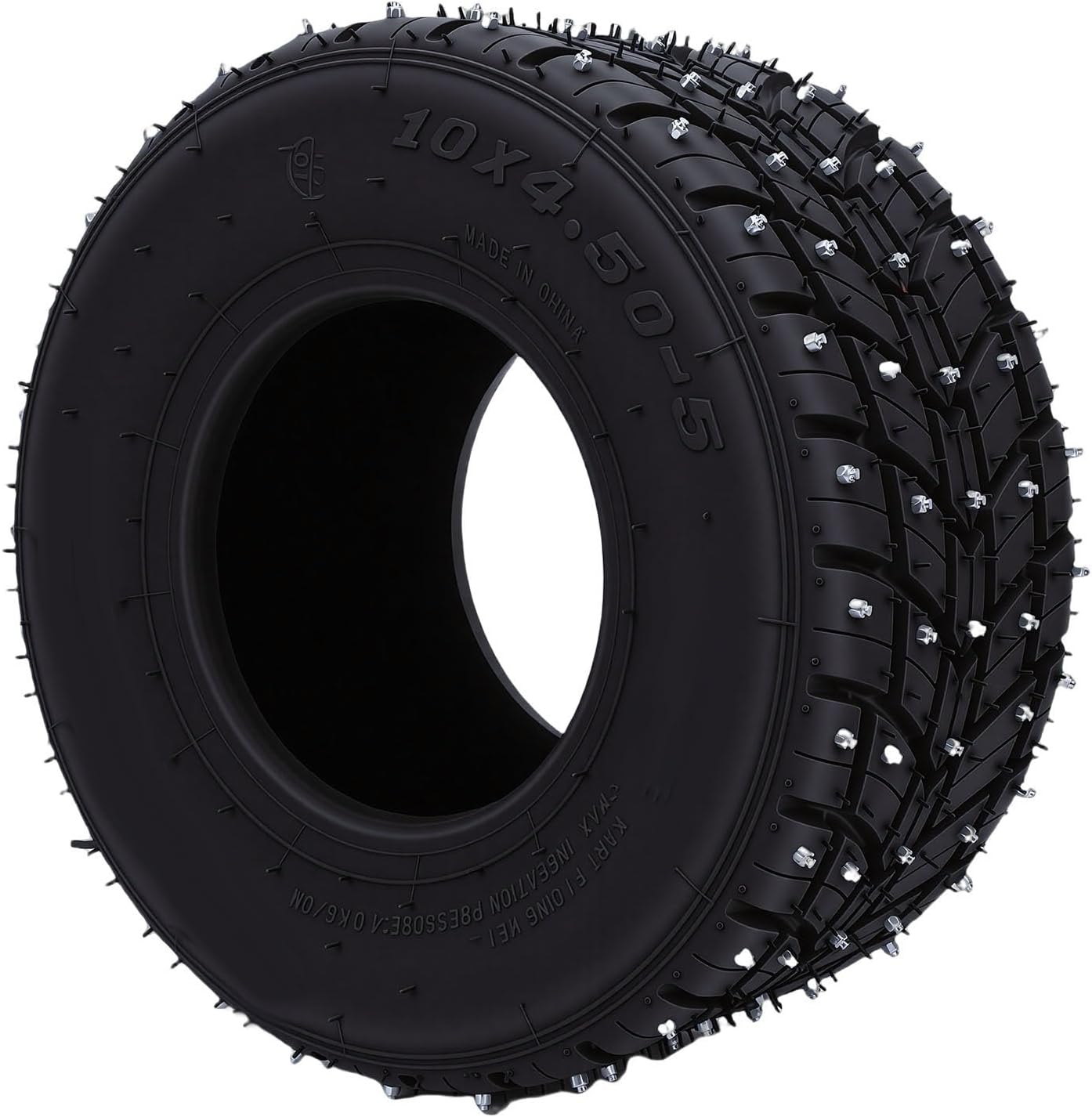 Keenso Go Kart Tubeless Tire, 10x4.50 5 Non Slip Puncture Proof Front Wheel Tire with Anti Skid Spikes for Snow Off Road ATV UTV Quad Bike Drift Trike