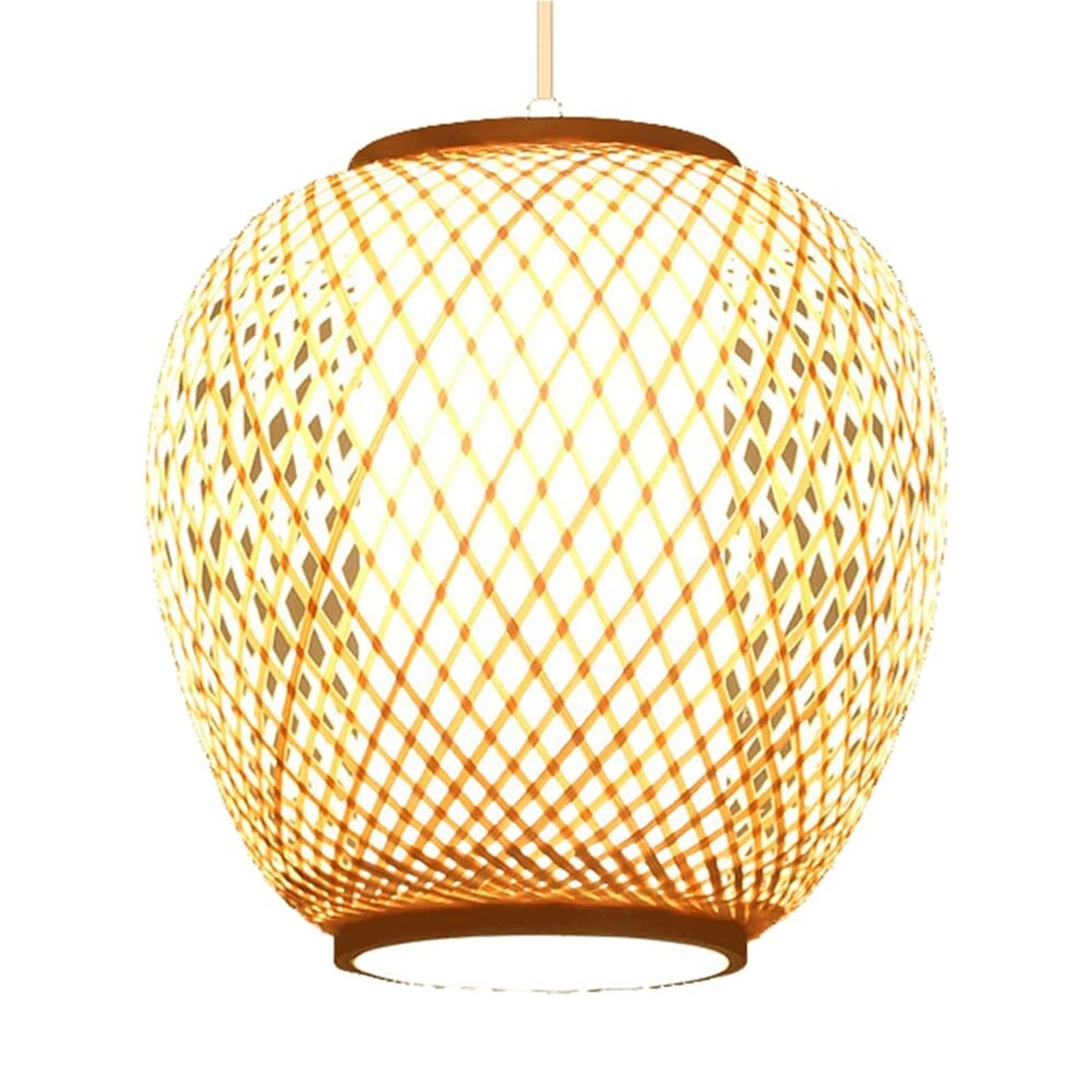 KBUUKYYXouy Beige Lantern Vintage Japanese Pendant Lamp Chandelier Hanging Light Ceiling Handmade Weave New Chinese Dome Canopy for Dining Room Bedside Teahouse Bar