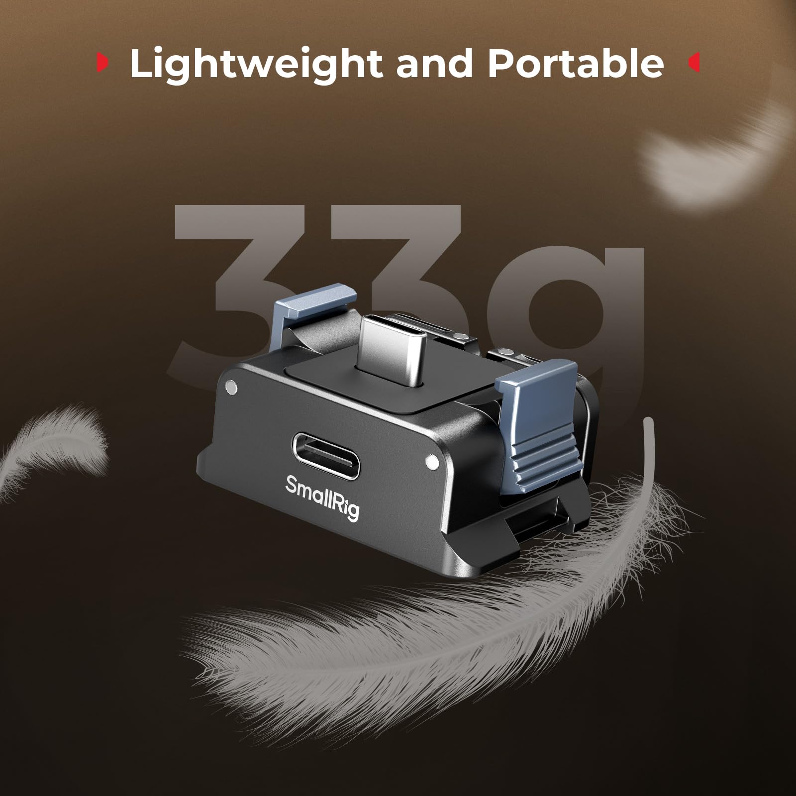 SMALLRIG Podstawa ładująca do DJI Osmo Pocket 4/3, aluminiowa stacja ładująca typu C z otworem na śrubę 1/4" i składanym mocowaniem z dwoma pazurami do statywów/sticków selfie - 5376